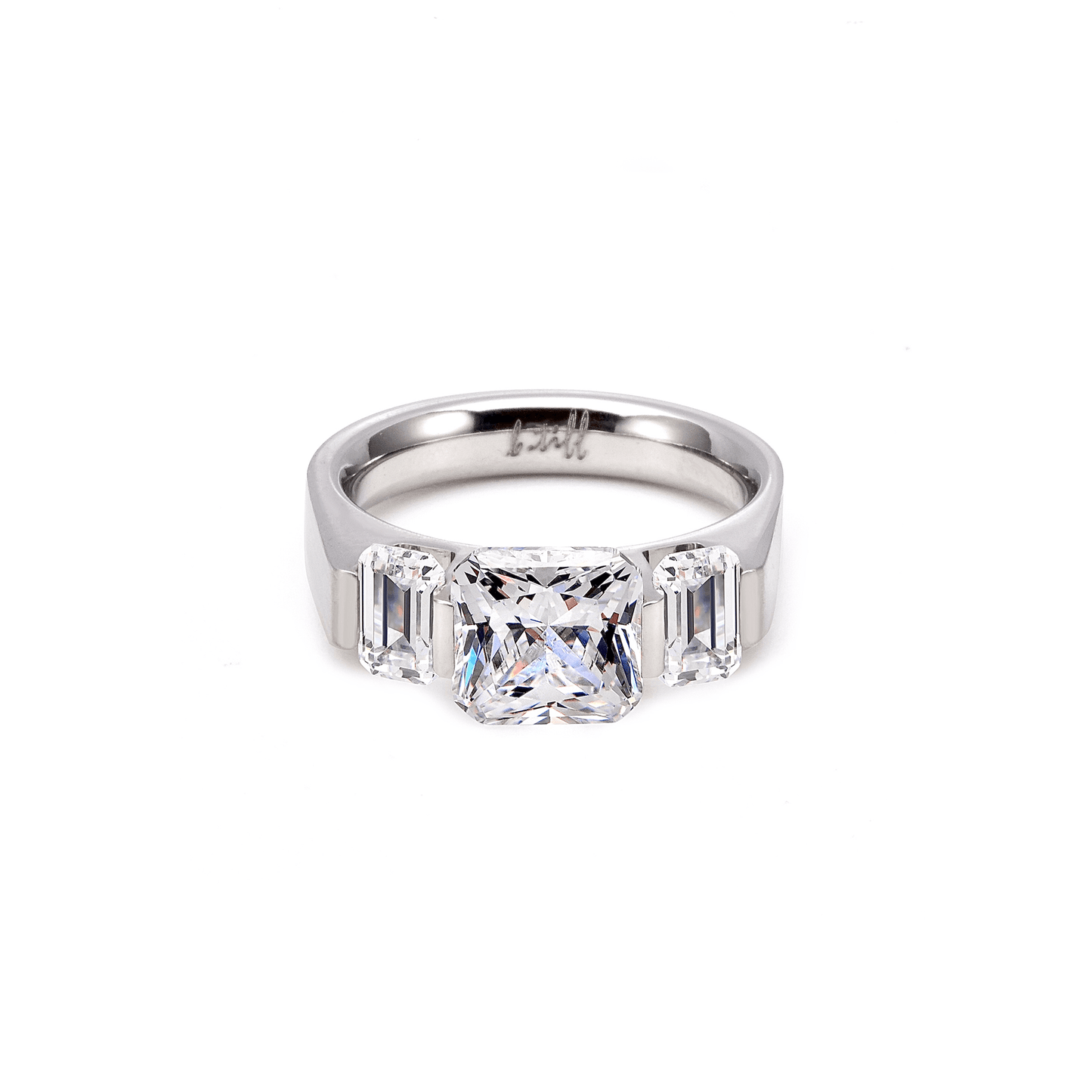 RG206W B.Tiff Tension 2 ct Cushion Cut with Emeralds Engagement Ring - PBNJ FASHIONS