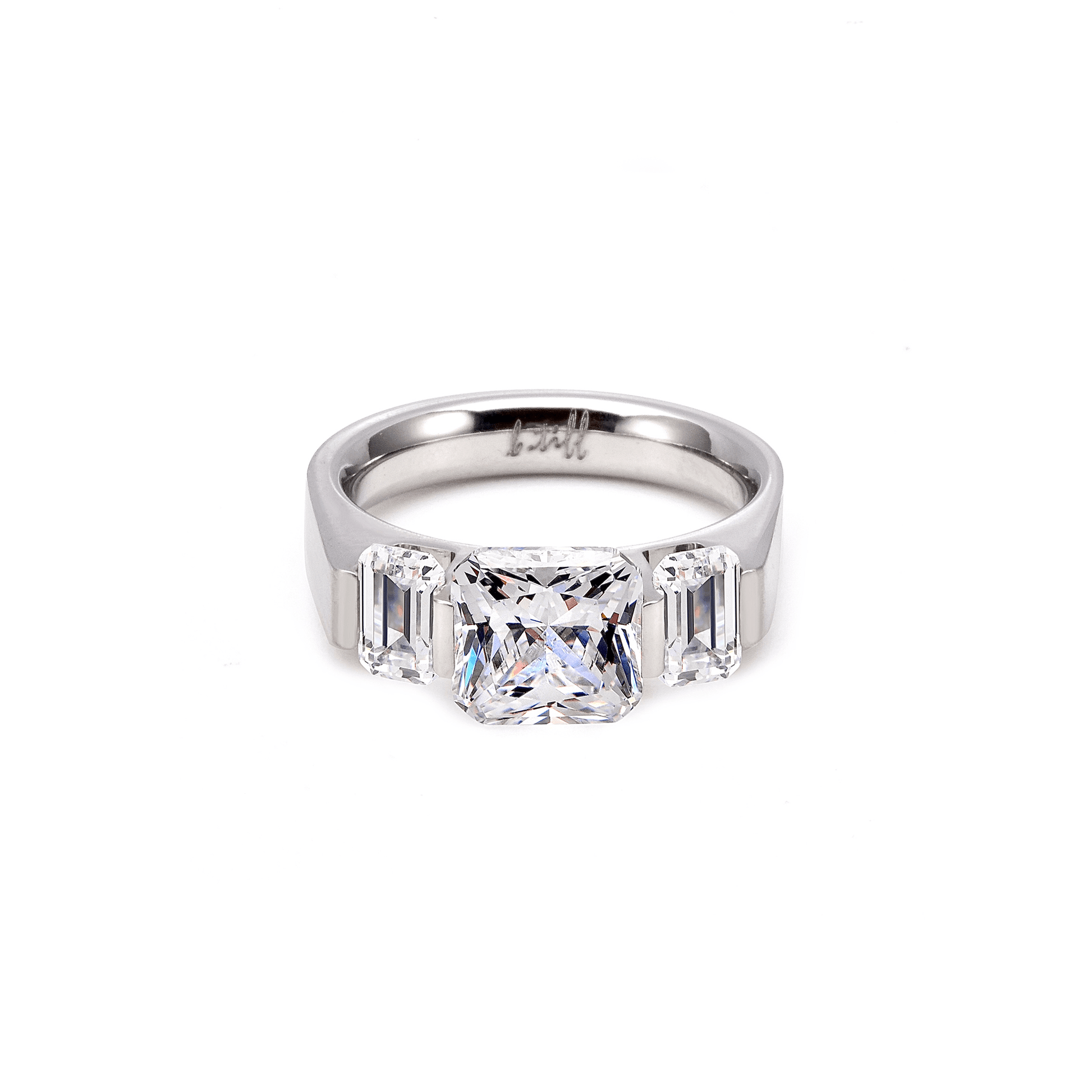 RG206W B.Tiff Tension 2 ct Cushion Cut with Emeralds Engagement Ring - PBNJ FASHIONS