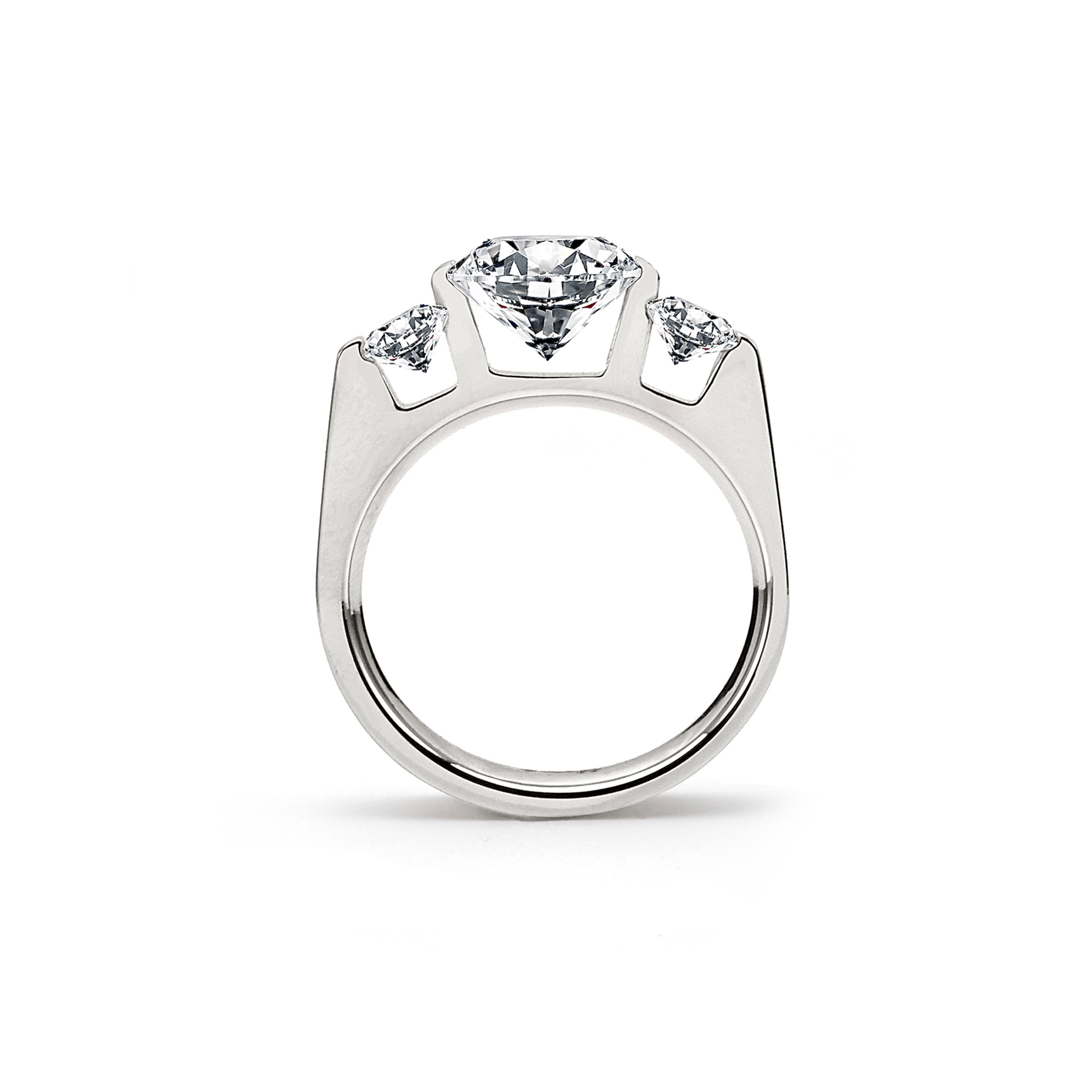 RG206W B.Tiff Tension 2 ct Cushion Cut with Emeralds Engagement Ring - PBNJ FASHIONS