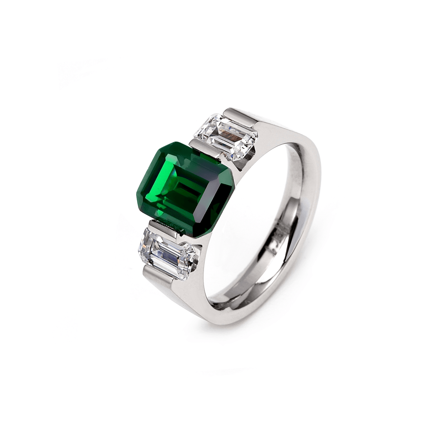 RG208GR B.Tiff 3 - Stone 3 ct Green Emerald Cut Engagement Ring - PBNJ FASHIONS