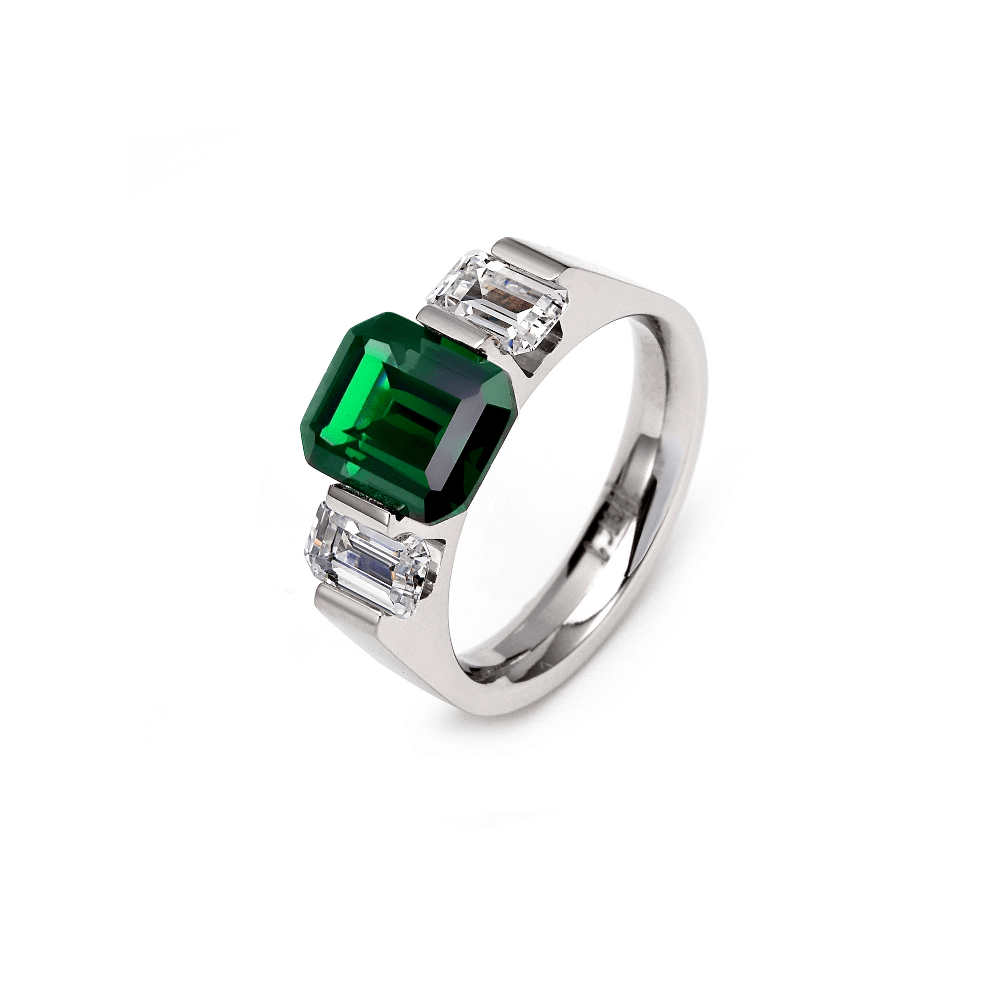 RG208GR B.Tiff 3 - Stone 3 ct Green Emerald Cut Engagement Ring - PBNJ FASHIONS