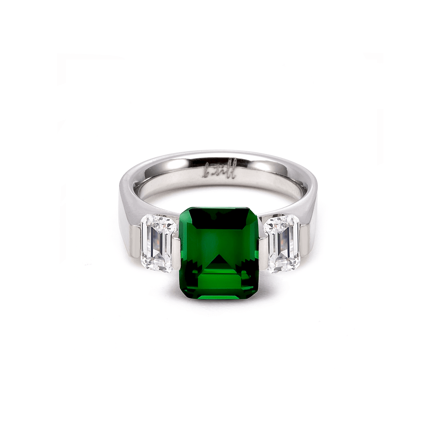 RG208GR B.Tiff 3 - Stone 3 ct Green Emerald Cut Engagement Ring - PBNJ FASHIONS