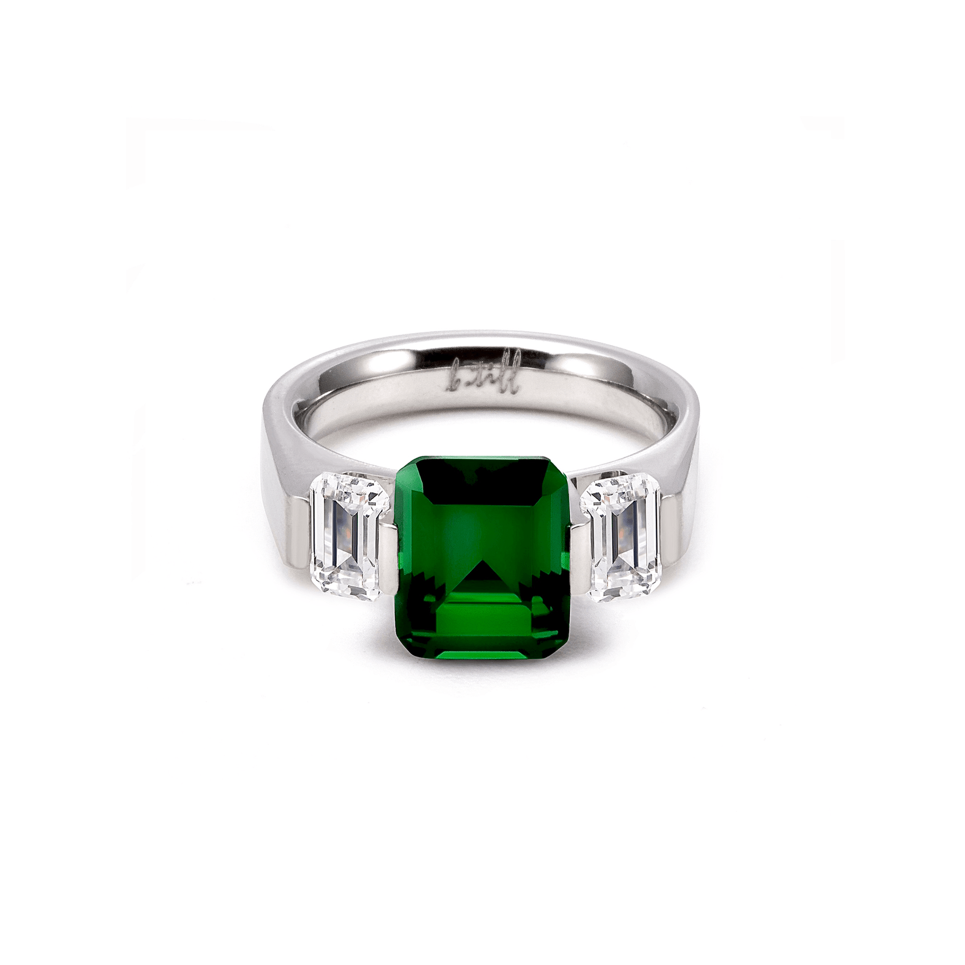 RG208GR B.Tiff 3 - Stone 3 ct Green Emerald Cut Engagement Ring - PBNJ FASHIONS