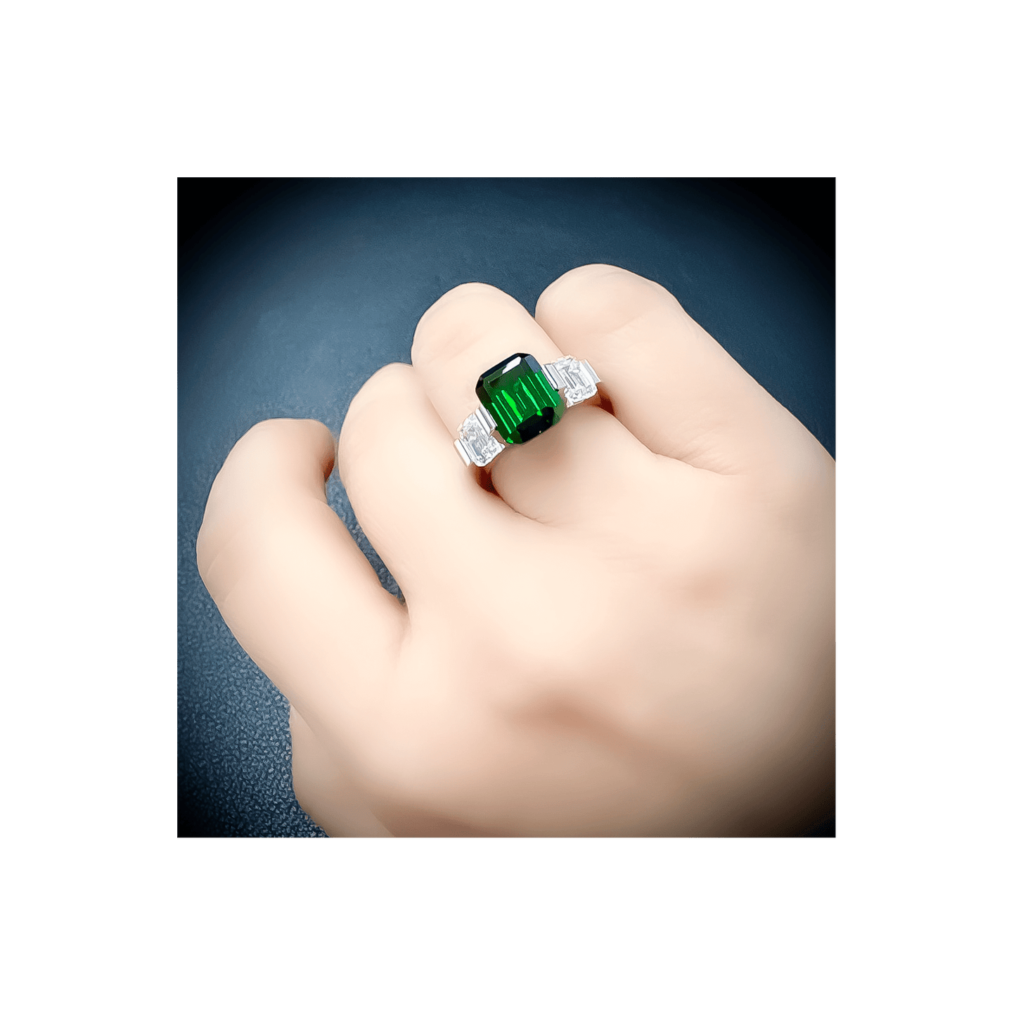 RG208GR B.Tiff 3 - Stone 3 ct Green Emerald Cut Engagement Ring - PBNJ FASHIONS