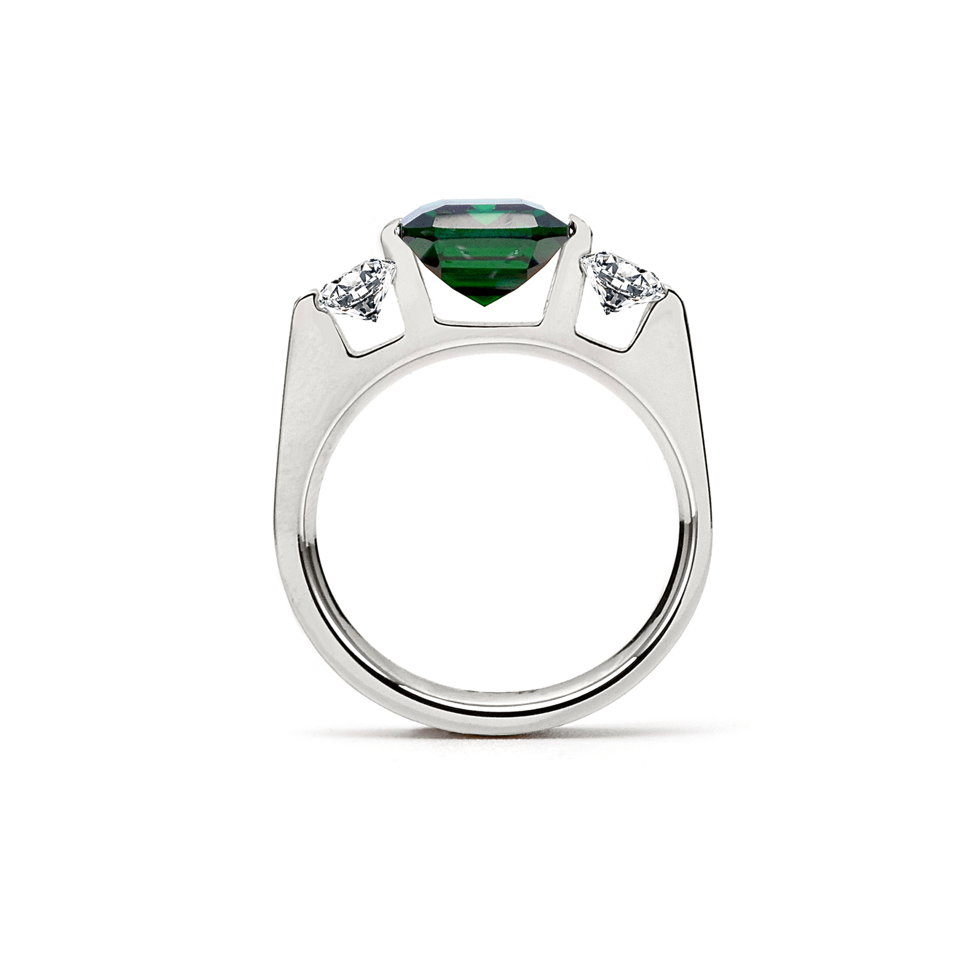RG208GR B.Tiff 3 - Stone 3 ct Green Emerald Cut Engagement Ring - PBNJ FASHIONS