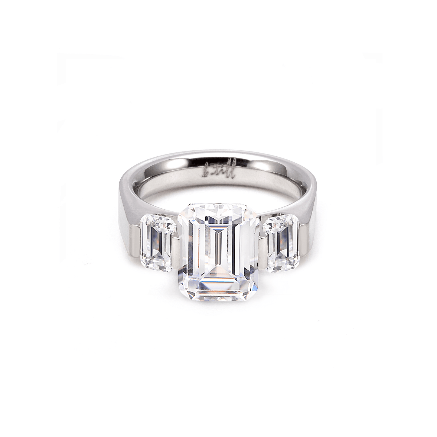 RG208W B.Tiff 3 - Stone 3 ct Emerald Cut Engagement Ring - PBNJ FASHIONS