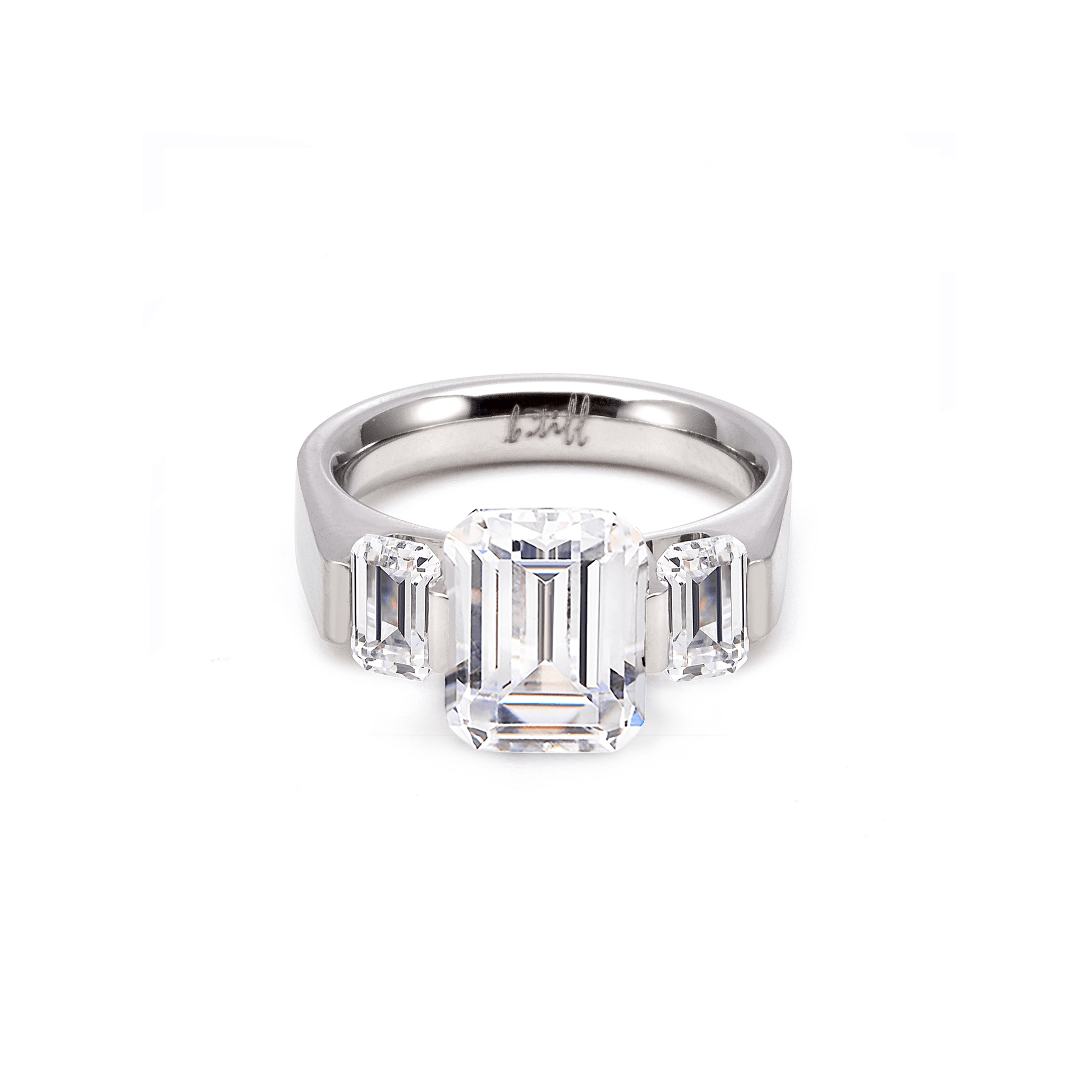RG208W B.Tiff 3 - Stone 3 ct Emerald Cut Engagement Ring - PBNJ FASHIONS
