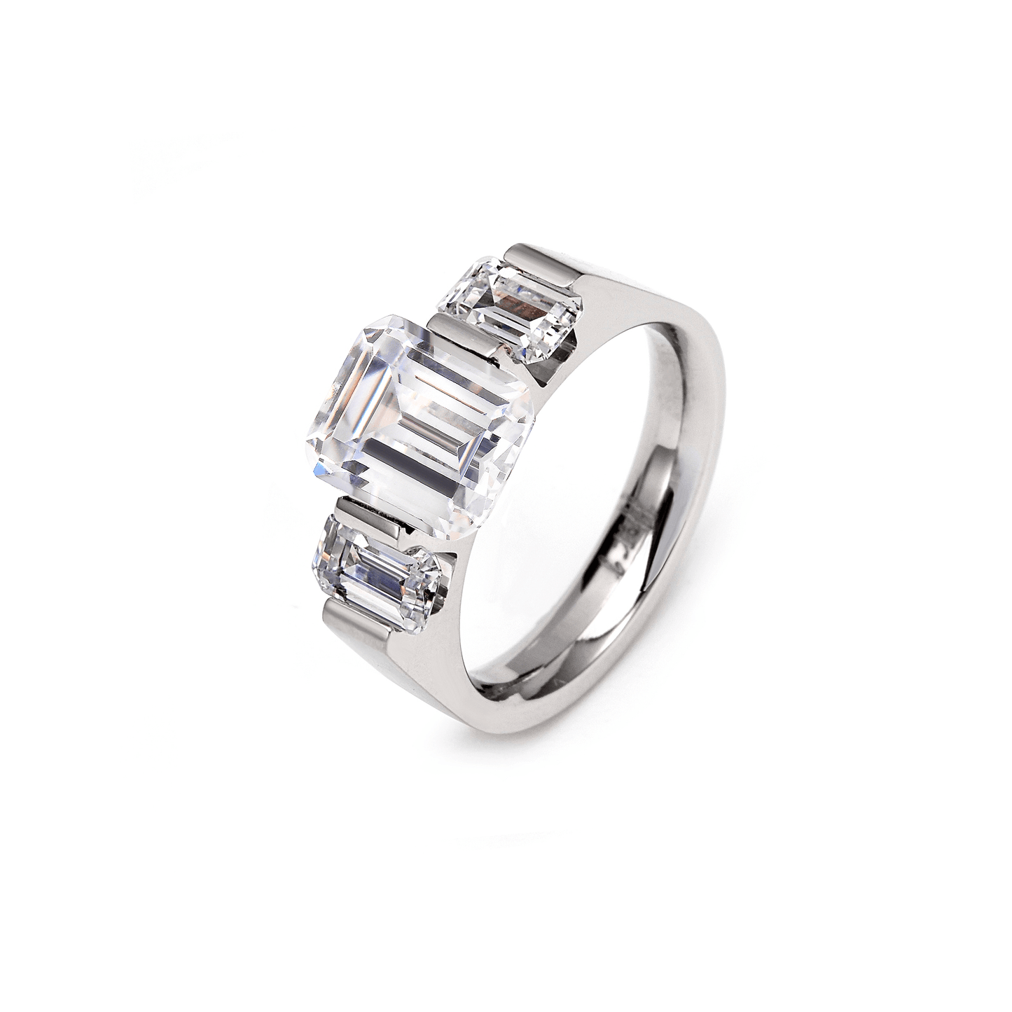 RG208W B.Tiff 3 - Stone 3 ct Emerald Cut Engagement Ring - PBNJ FASHIONS