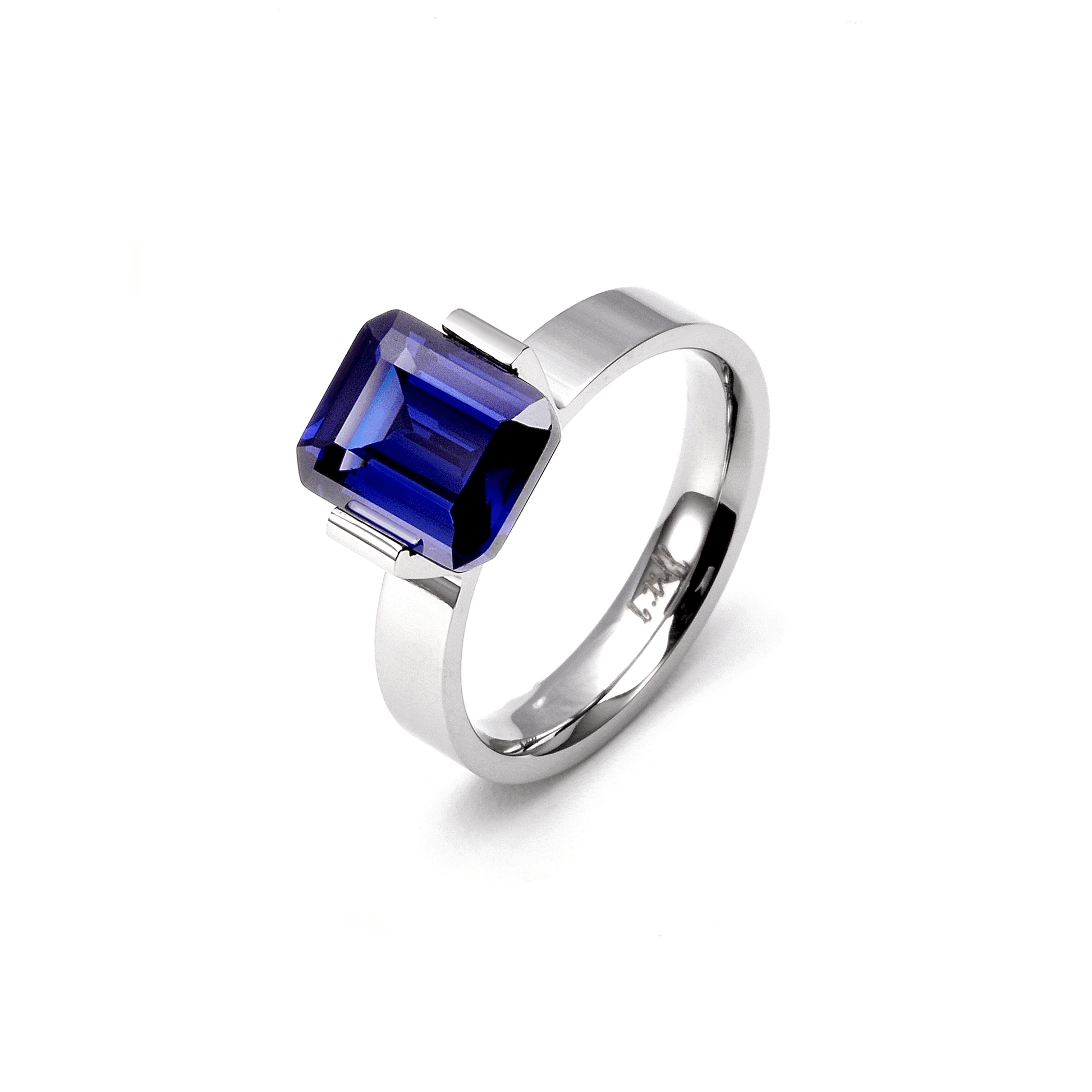 RG210BL B.Tiff 3 ct Blue Emerald Cut Engagement Ring - PBNJ FASHIONS