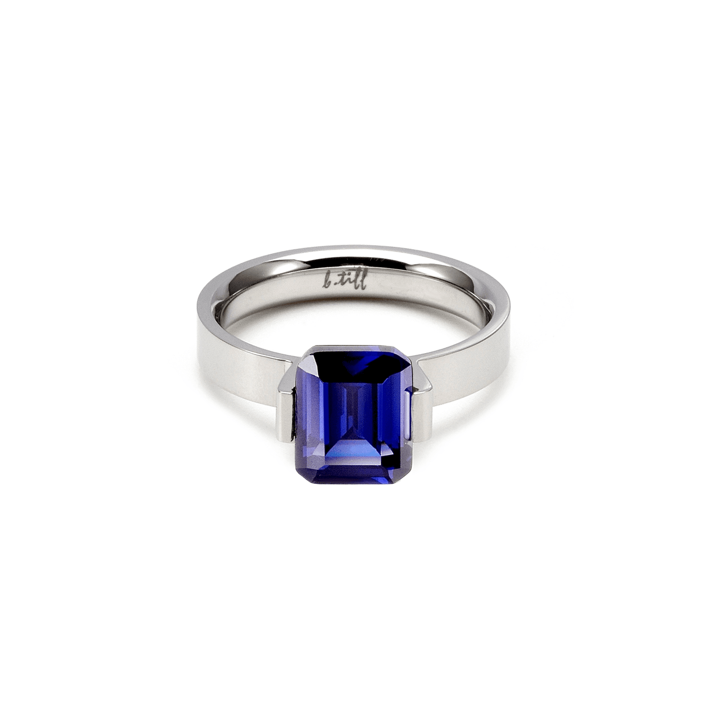 RG210BL B.Tiff 3 ct Blue Emerald Cut Engagement Ring - PBNJ FASHIONS