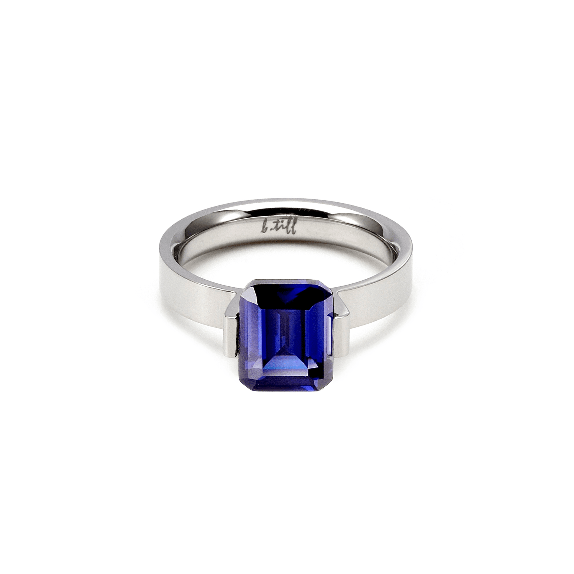 RG210BL B.Tiff 3 ct Blue Emerald Cut Engagement Ring - PBNJ FASHIONS