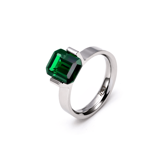 RG210GR B.Tiff 3 ct Green Emerald Cut Engagement Ring - PBNJ FASHIONS