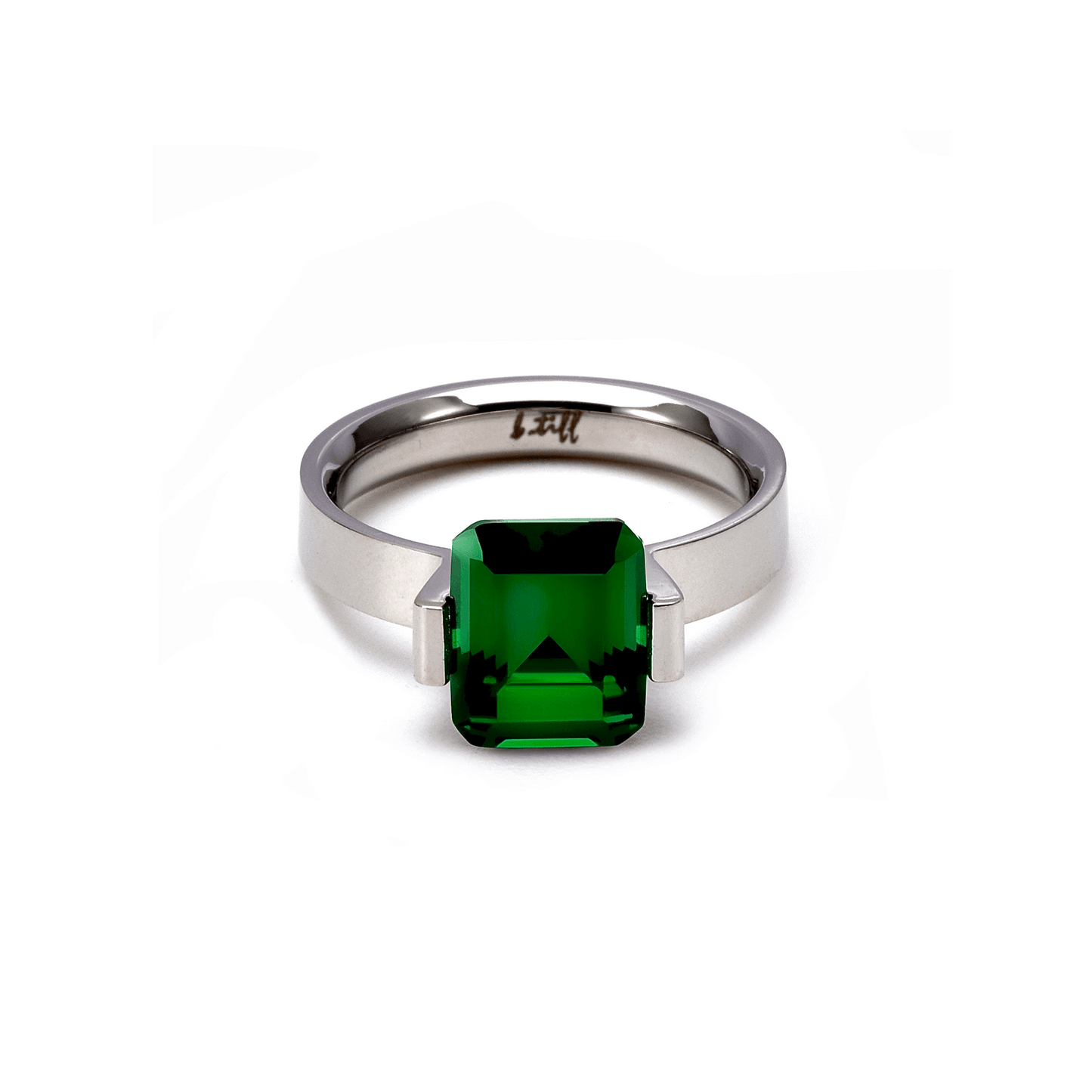 RG210GR B.Tiff 3 ct Green Emerald Cut Engagement Ring - PBNJ FASHIONS