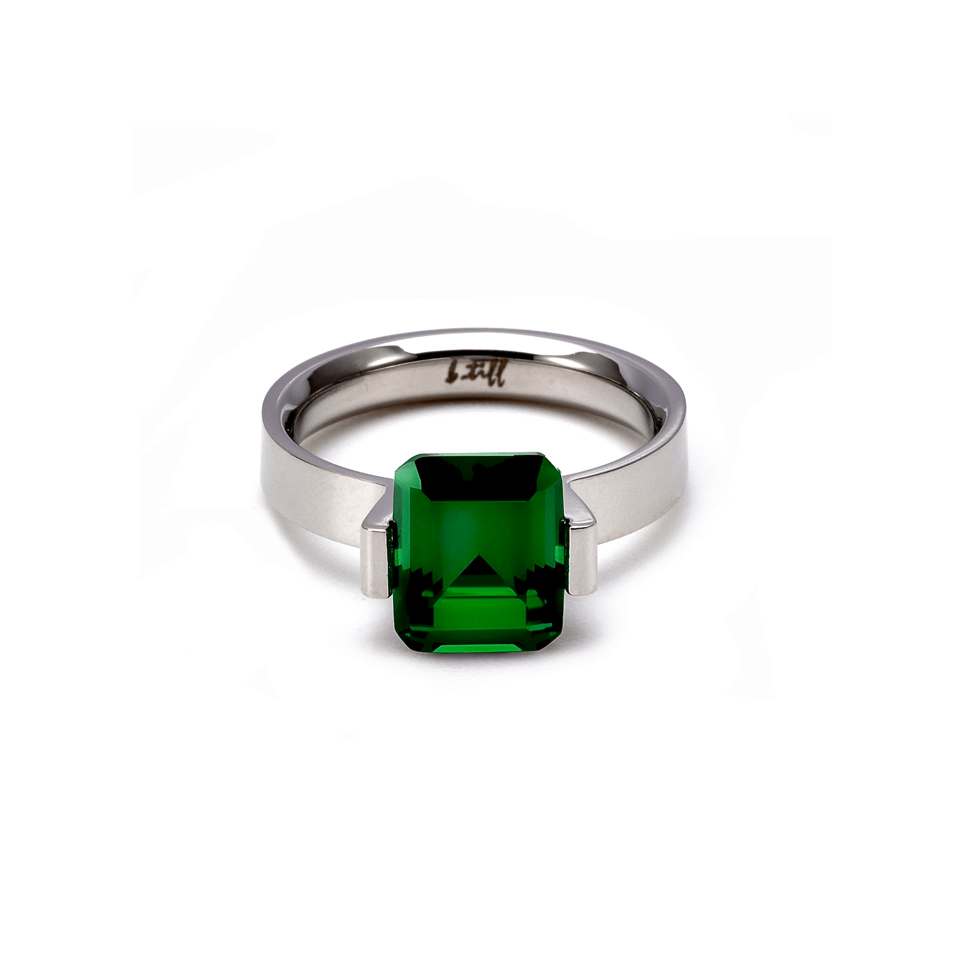 RG210GR B.Tiff 3 ct Green Emerald Cut Engagement Ring - PBNJ FASHIONS