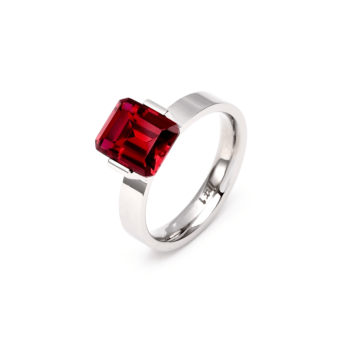 RG210R B.Tiff 3 ct Red Emerald Cut Engagement Ring - PBNJ FASHIONS
