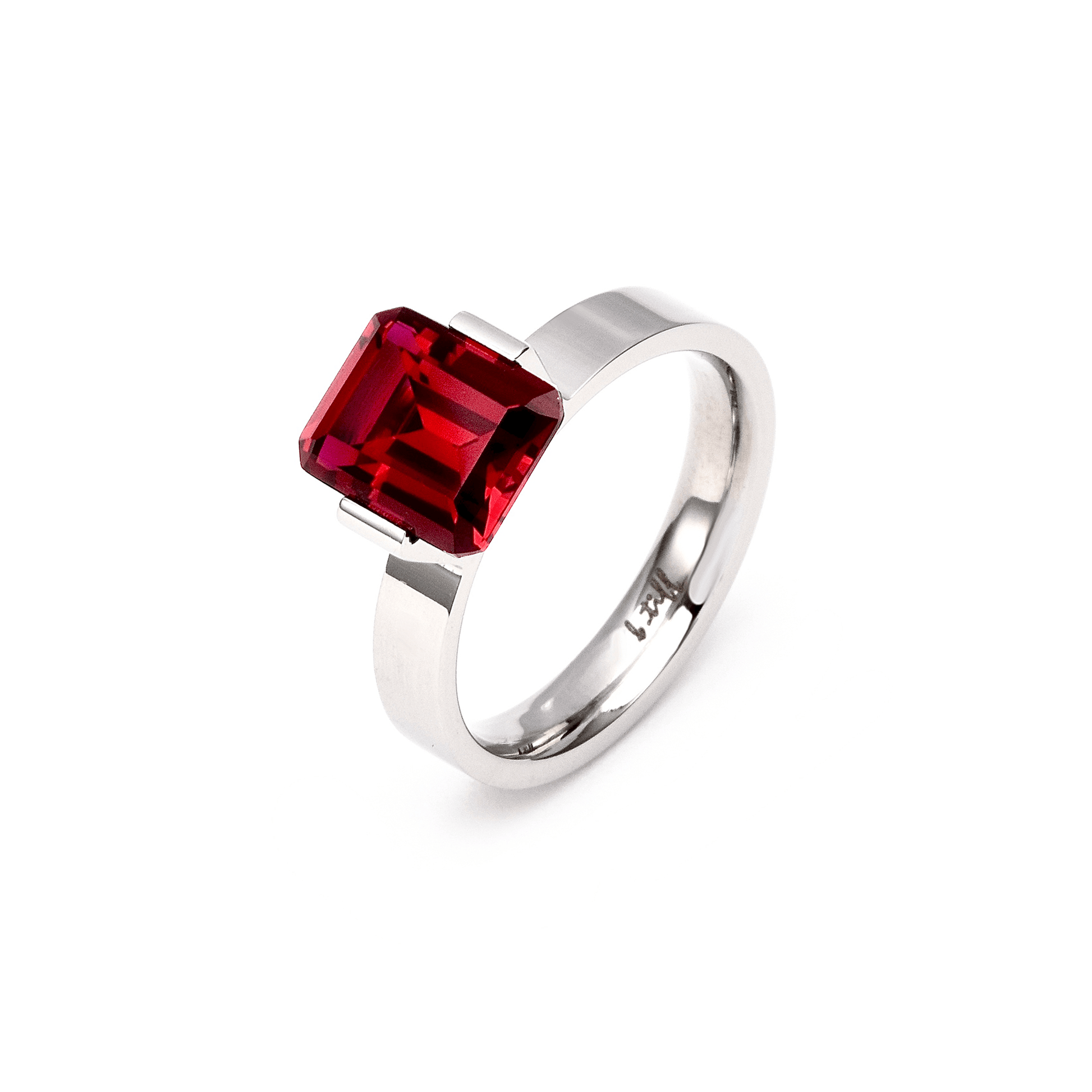 RG210R B.Tiff 3 ct Red Emerald Cut Engagement Ring - PBNJ FASHIONS