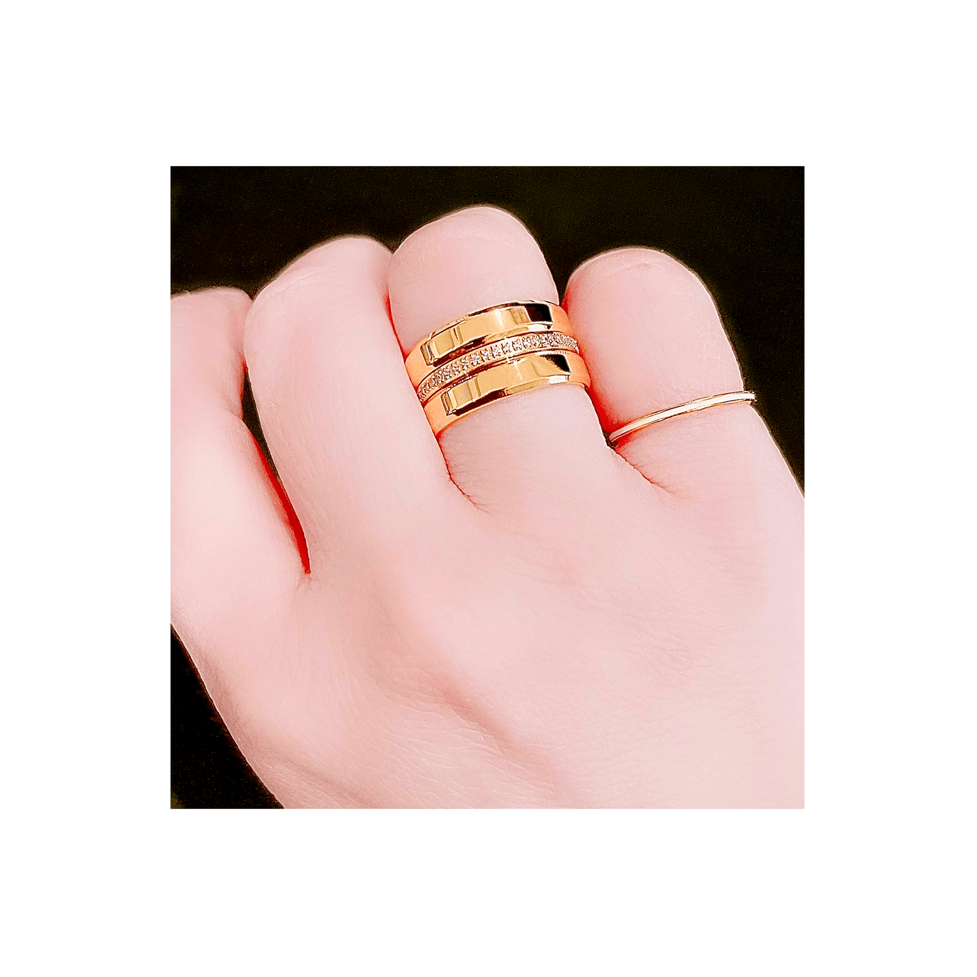 RG401G B.Tiff Gold Plated High Polish Beveled Edge Ring - PBNJ FASHIONS