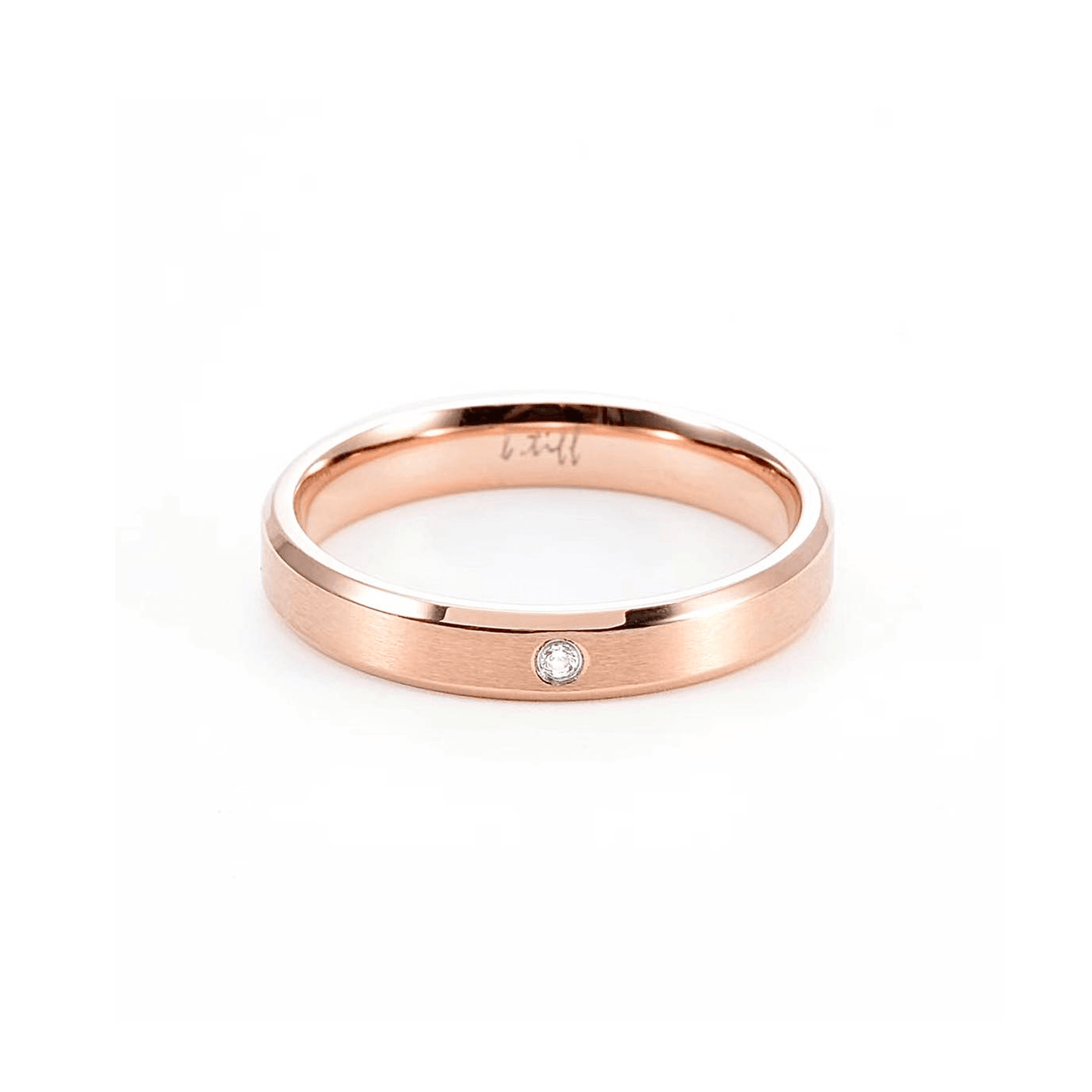 RG403RG B.Tiff Rose Gold Pavé Beveled Edge Ring - PBNJ FASHIONS