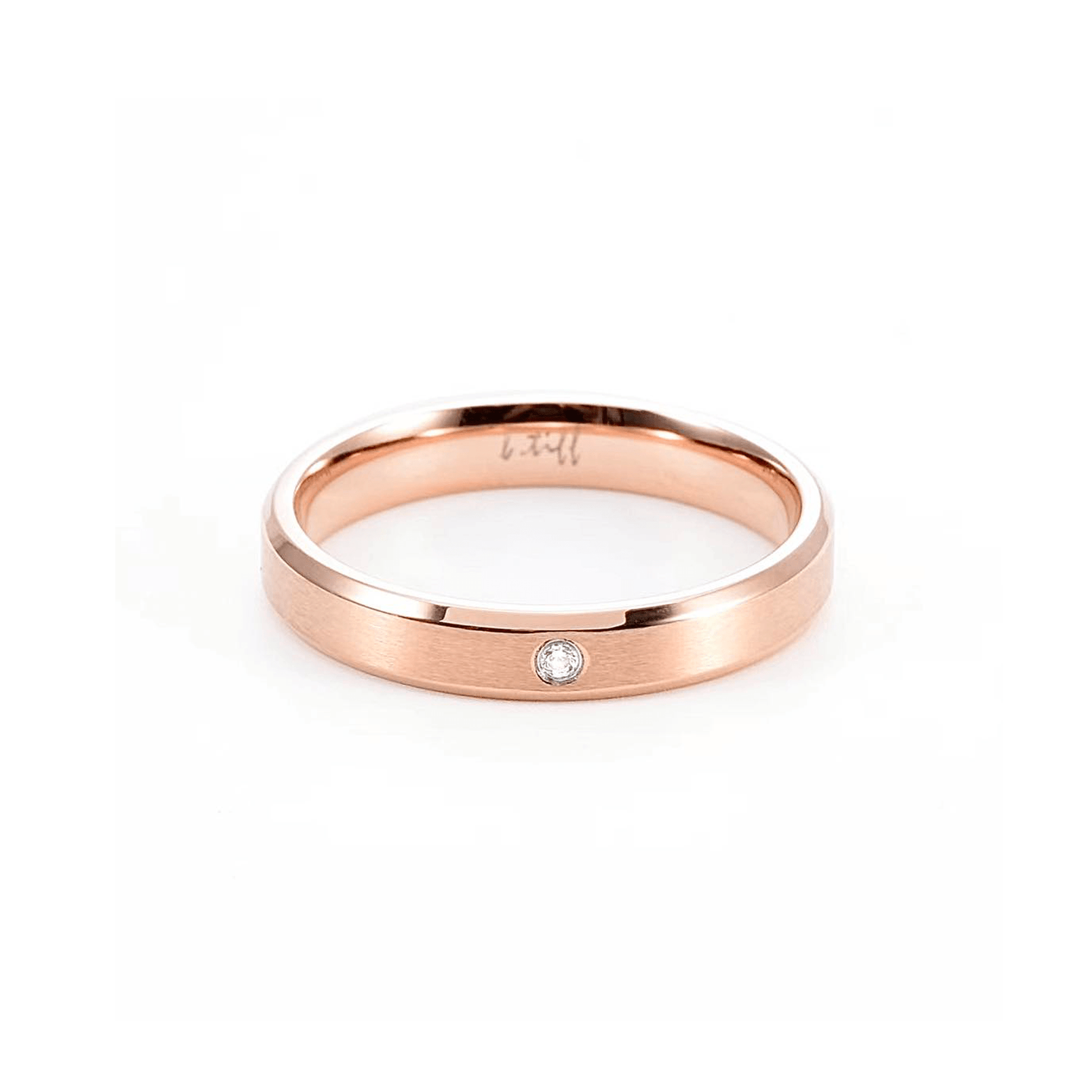 RG403RG B.Tiff Rose Gold Pavé Beveled Edge Ring - PBNJ FASHIONS