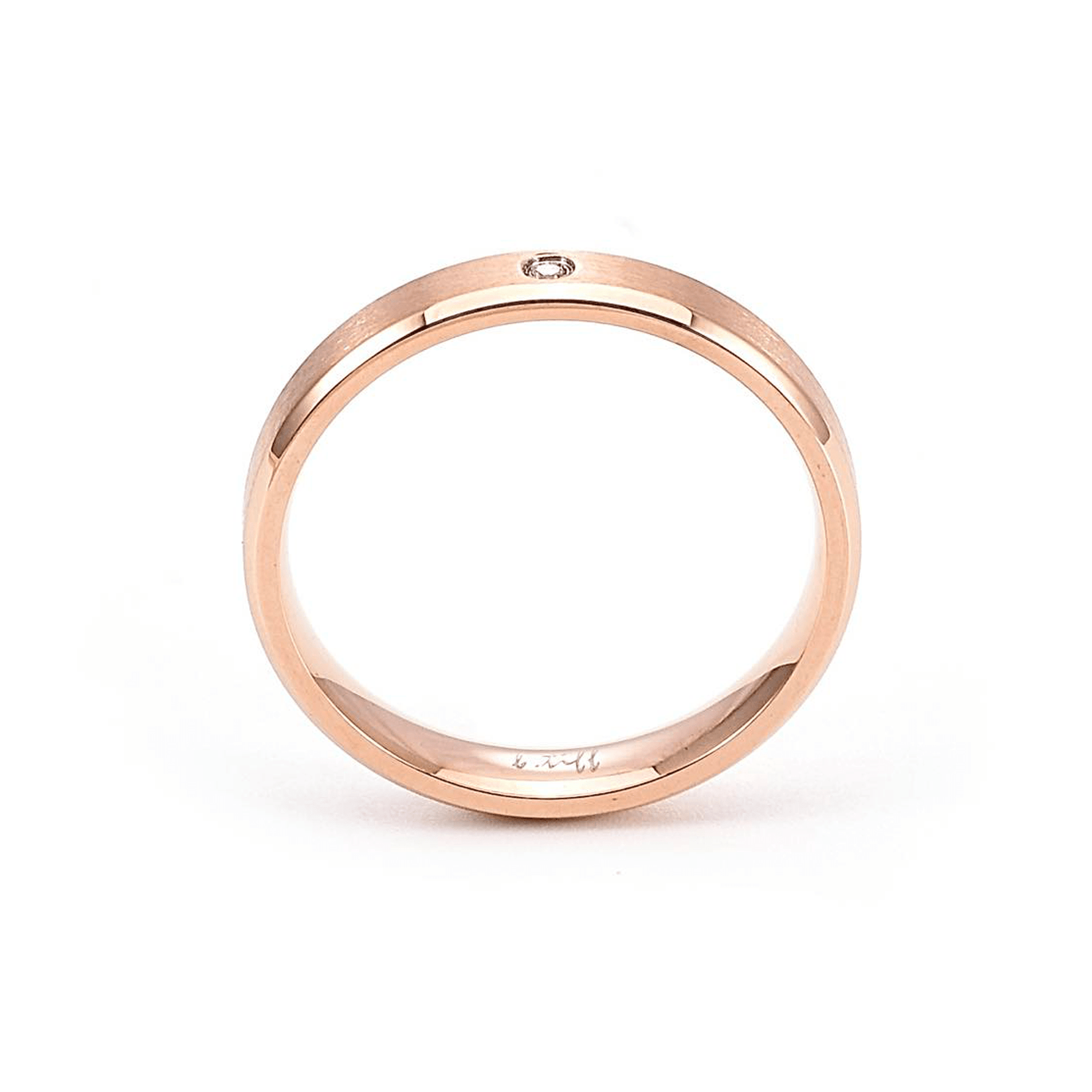 RG403RG B.Tiff Rose Gold Pavé Beveled Edge Ring - PBNJ FASHIONS