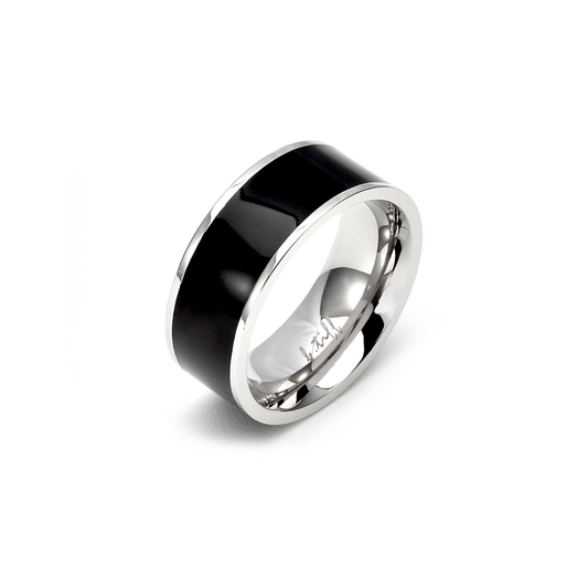 RG800WB B.Tiff Black Enamel Ring [Wide Band] - PBNJ FASHIONS