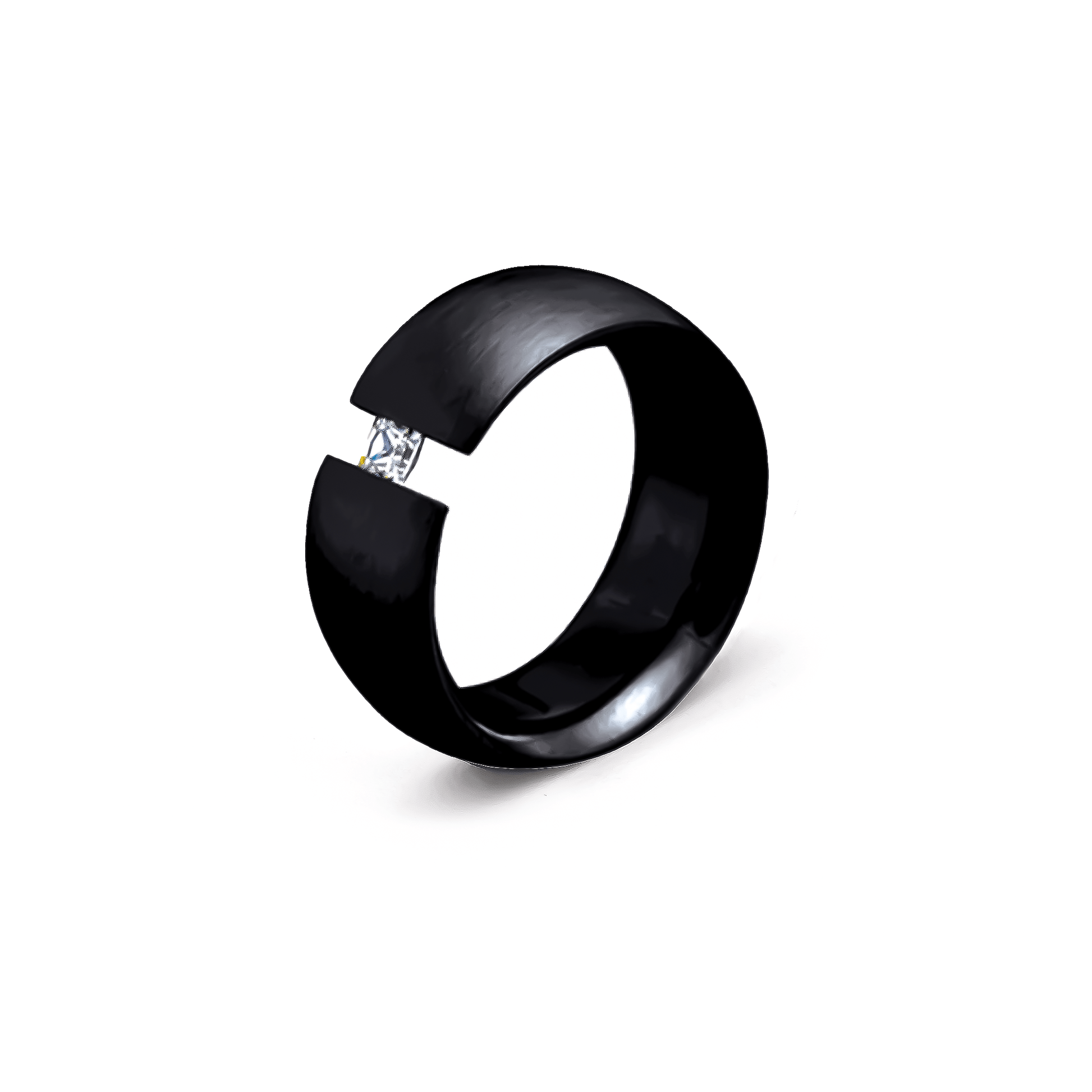 RG801B B.Tiff Princess Cut Black Wide Ring - PBNJ FASHIONS