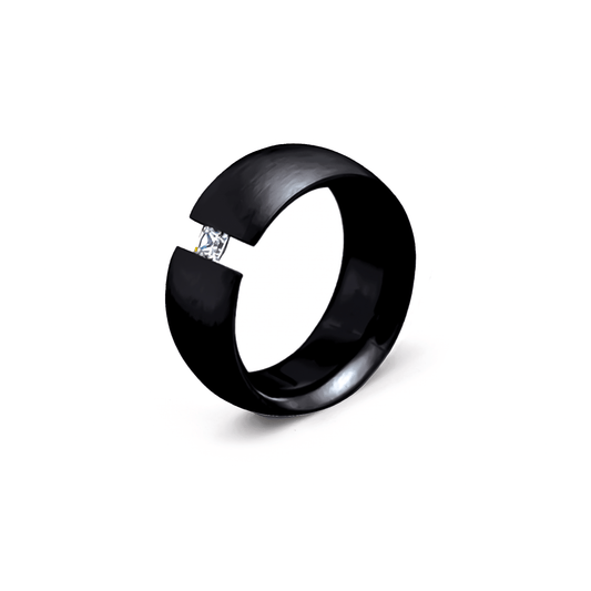 RG801B B.Tiff Princess Cut Black Wide Ring - PBNJ FASHIONS