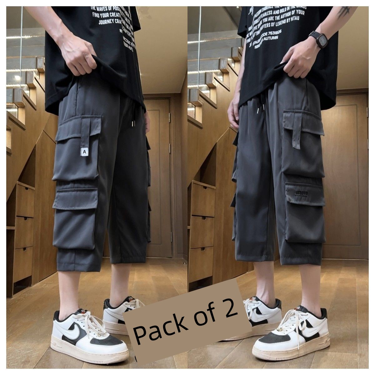Cropped Shorts Cargo Multi-pockets Loose Men's Fashion Brand Summer American Outer Wear Thin Sports Casual Pants