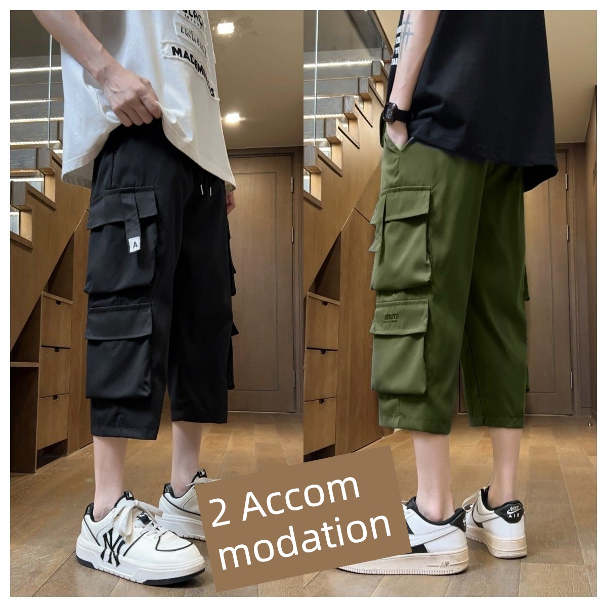 Cropped Shorts Cargo Multi-pockets Loose Men's Fashion Brand Summer American Outer Wear Thin Sports Casual Pants
