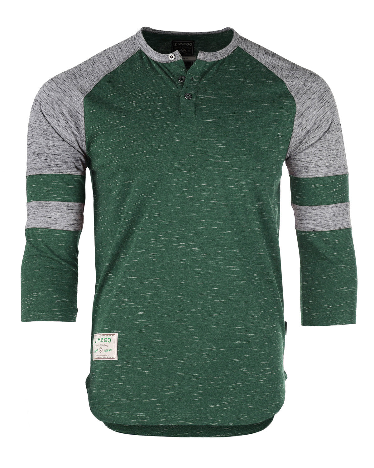 ZIMEGO Men's 3/4 Sleeve GREEN Baseball Football College Raglan Henley Athletic T-shirt-3