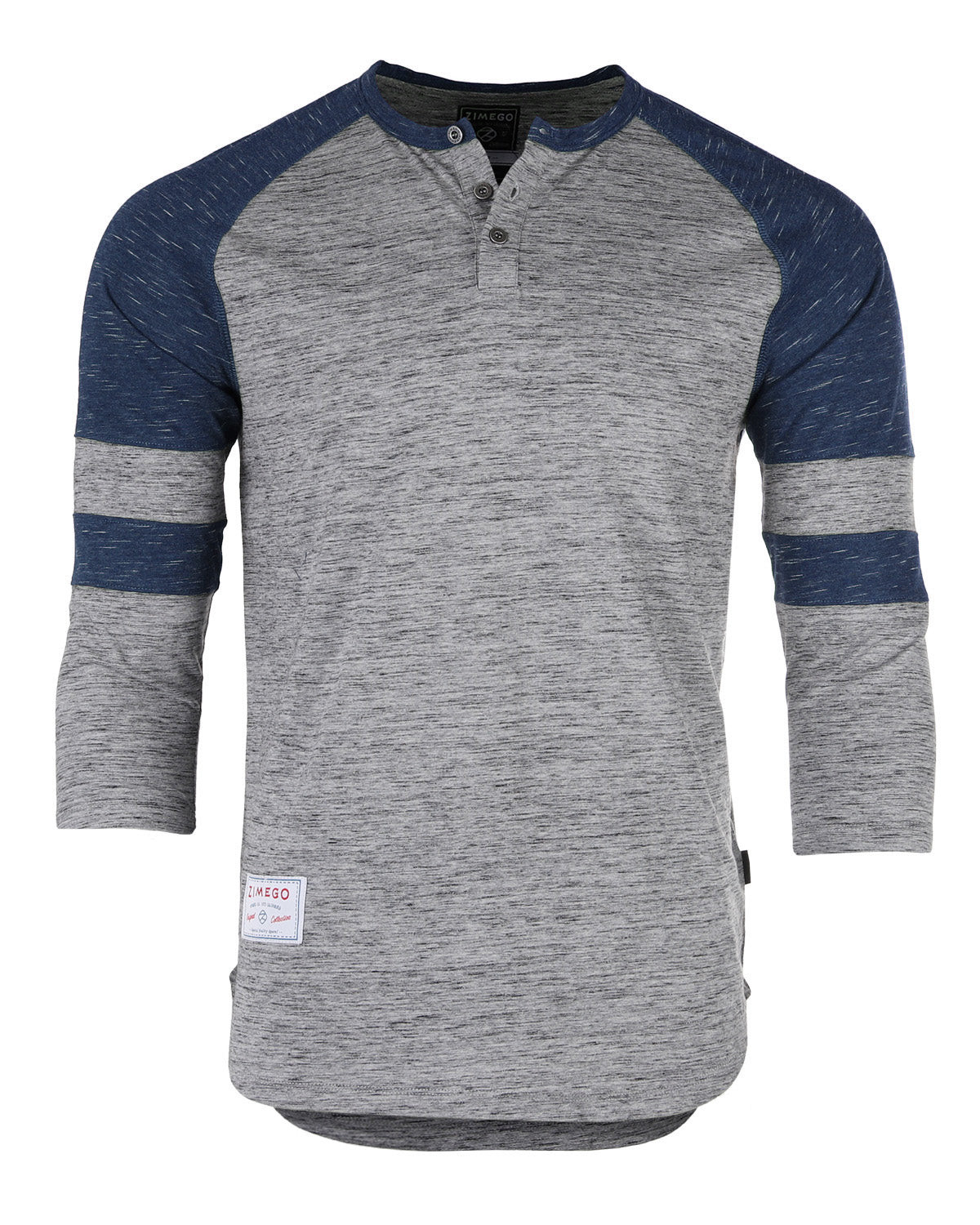 ZIMEGO Men's 3/4 Sleeve NAVY Baseball Football College Raglan Henley Athletic T-shirt-3