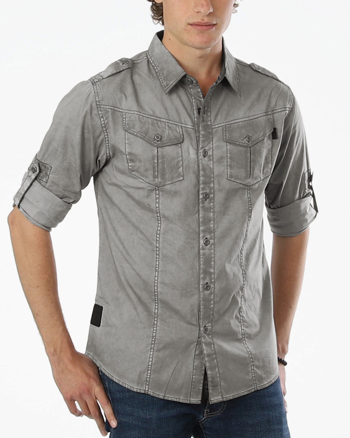 Vintage Wash Rugged Fashion Button Shirts-2