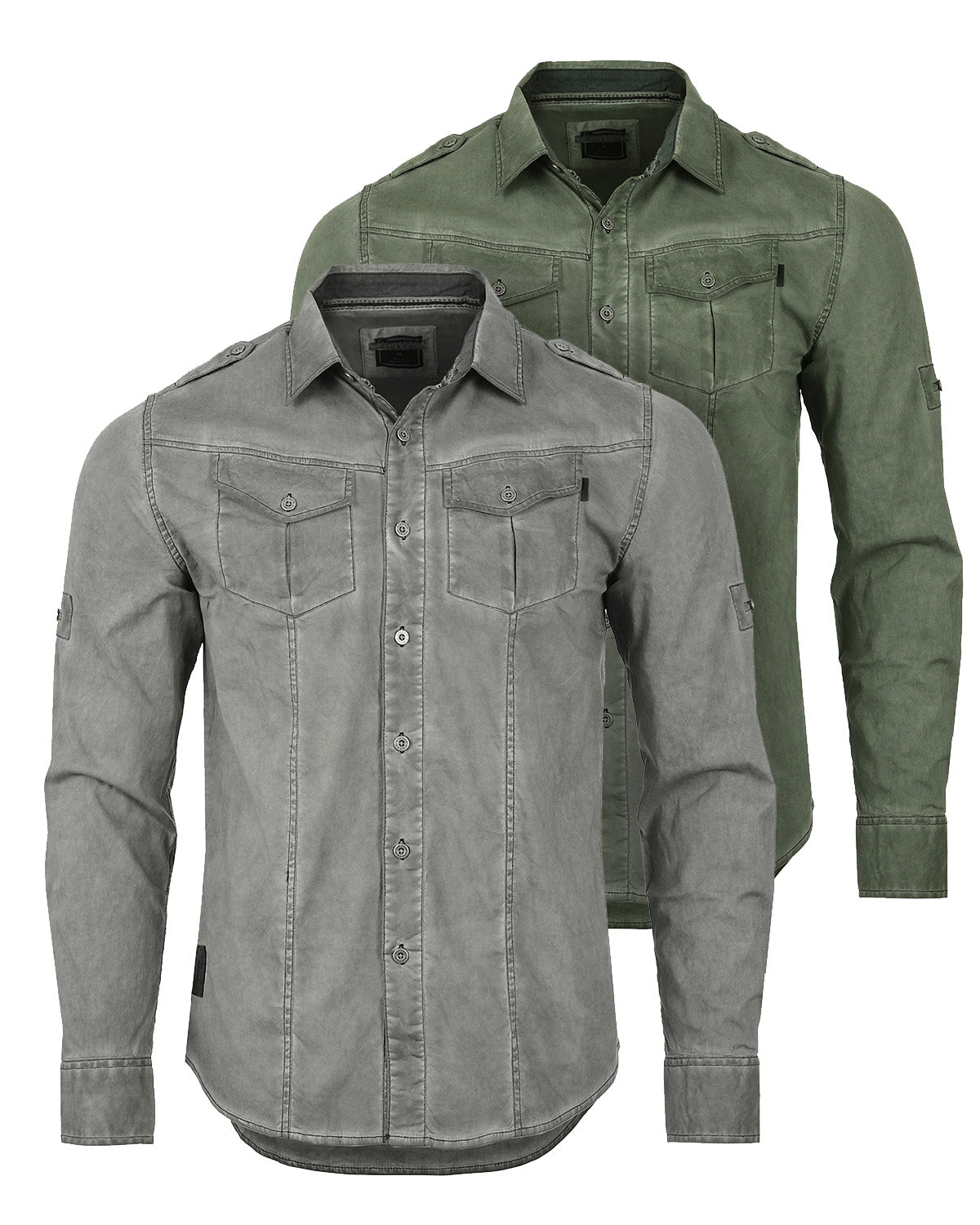 Vintage Wash Rugged Fashion Button Shirts-0