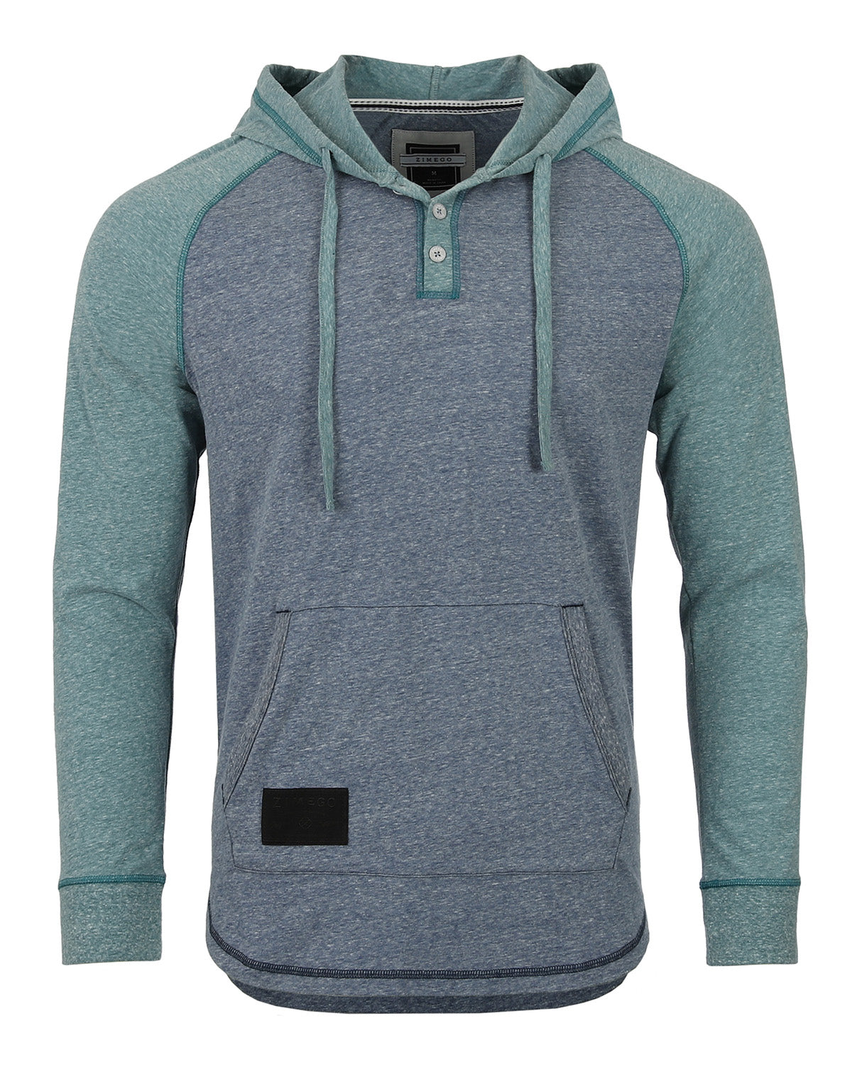 ZIMEGO Men's Long Sleeve Henley Raglan Hoodie with Kangaroo Pocket-1
