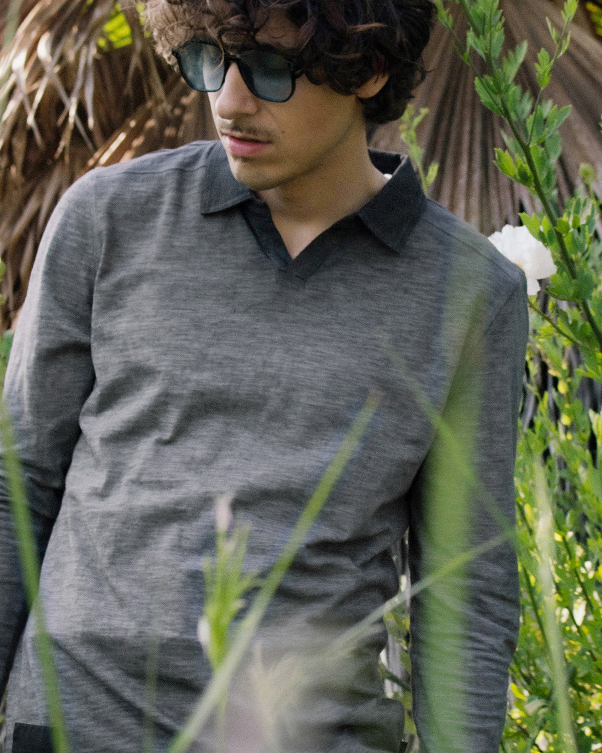 ZIMEGO Mens Long Sleeve Vintage V-Neck Henley Polo T-Shirt-0