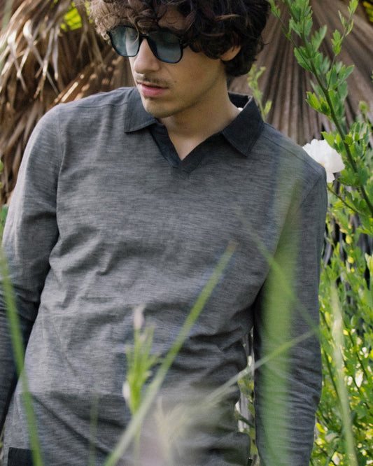 ZIMEGO Mens Long Sleeve Vintage V-Neck Henley Polo T-Shirt-0