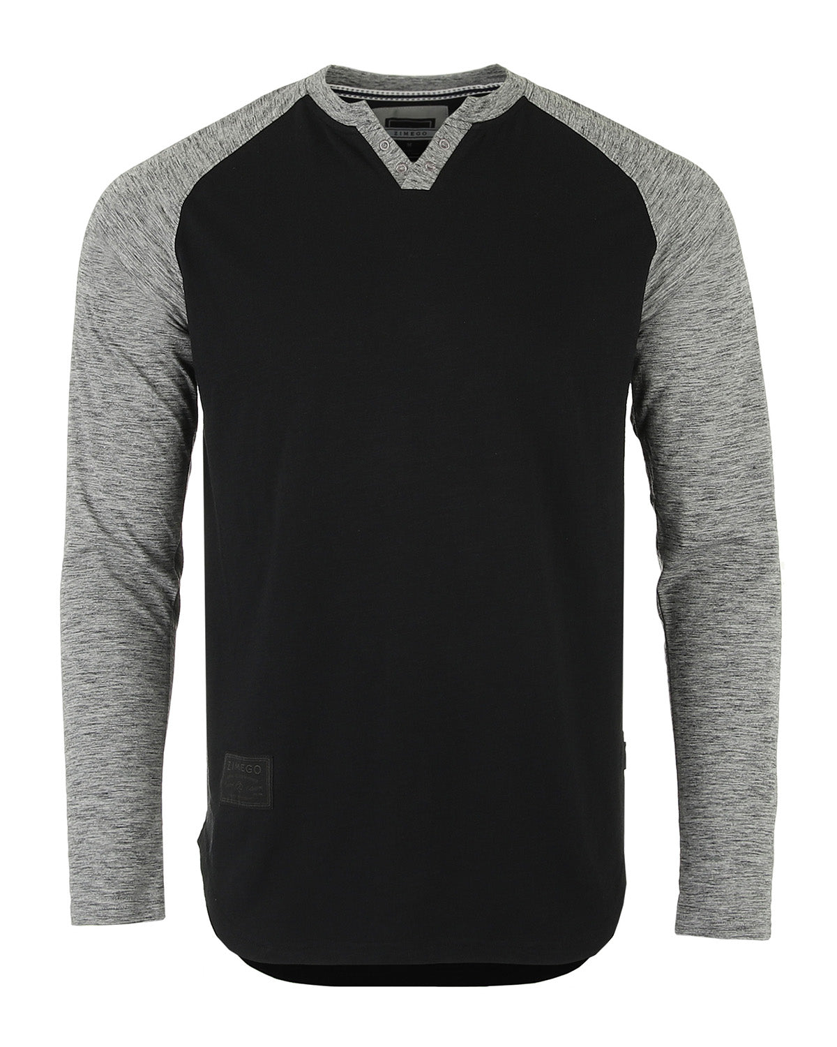 ZIMEGO Men's Long Sleeve Color Block Raglan V Neck Henley Curved Hem Slim Shirts-3
