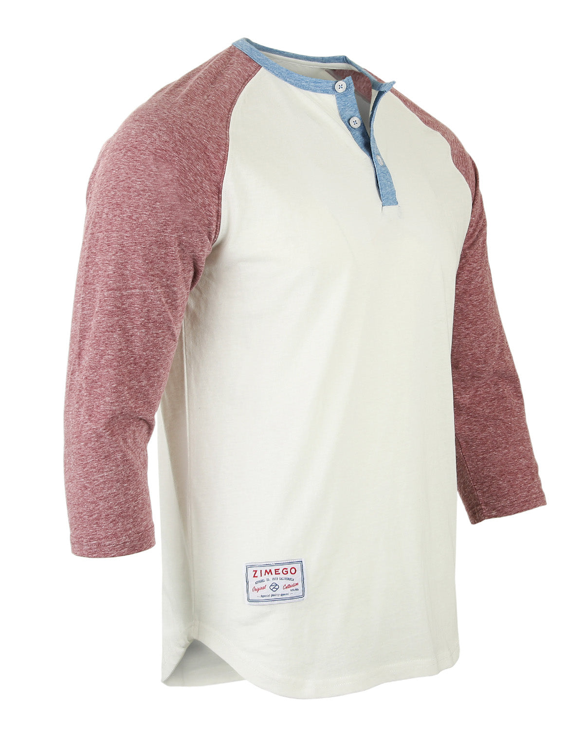 ZIMEGO Men's 3/4 Sleeve Baseball Retro Raglan Henley Shirts-3