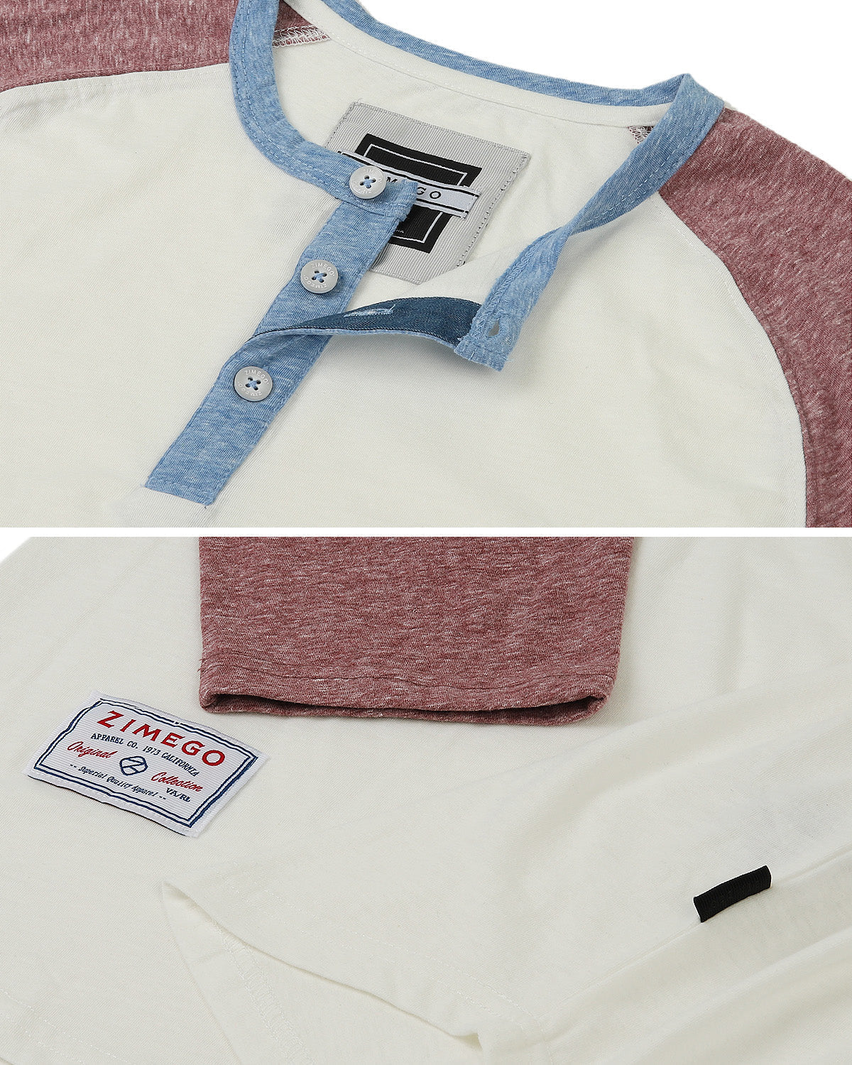 ZIMEGO Men's 3/4 Sleeve Baseball Retro Raglan Henley Shirts-4