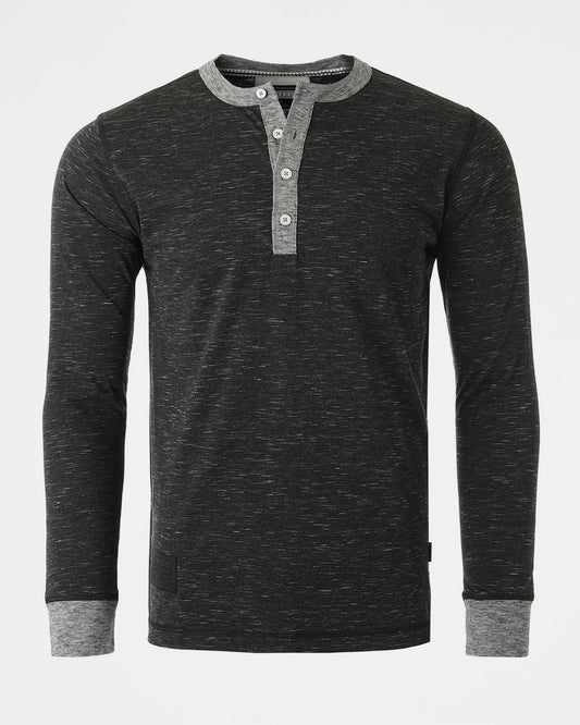 ZIMEGO Men's Long Sleeve Contrast Button Placket Neck Cuffs Casual Henley Shirts-0