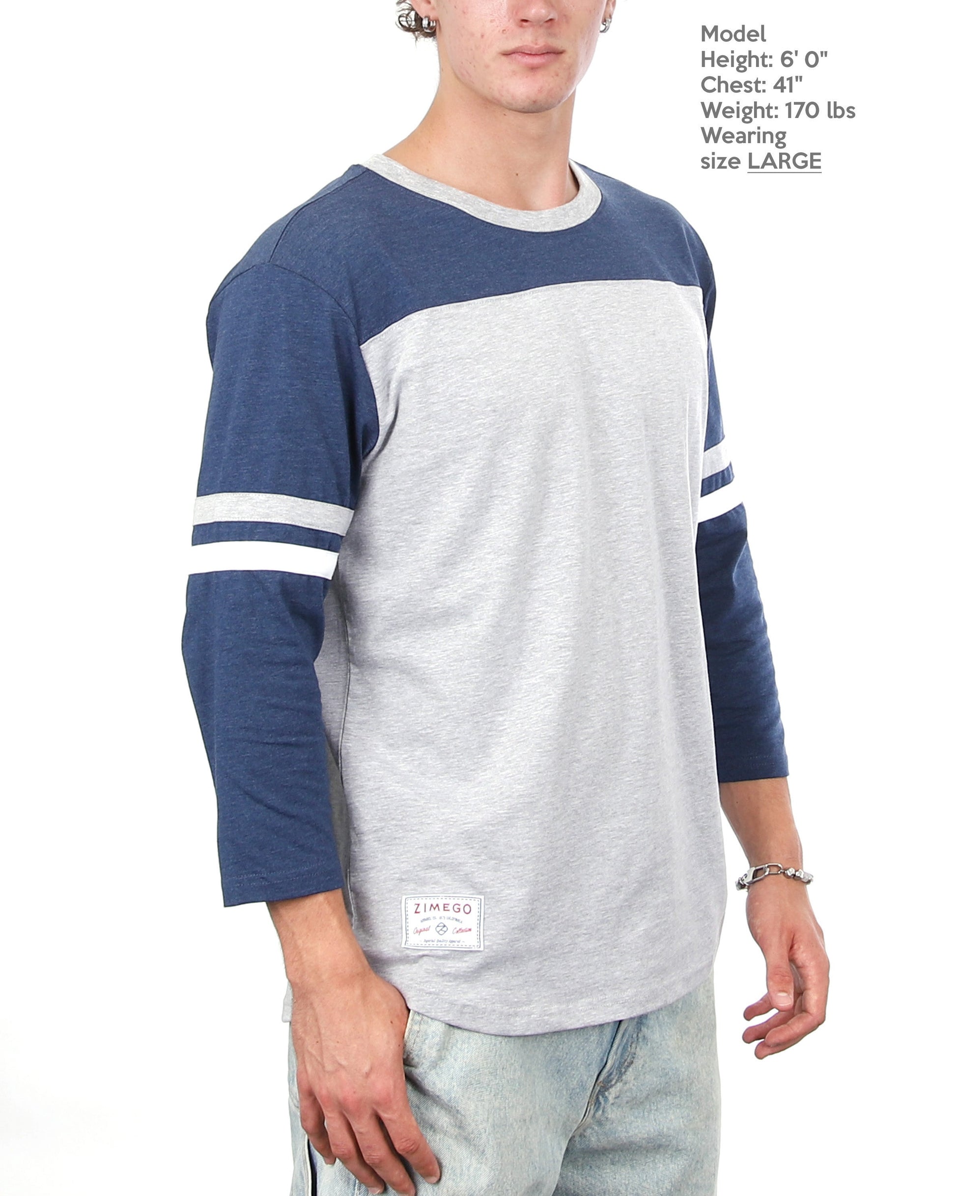 Contrast 3/4 Sleeve Stretch Casual Baseball Crew Neck T-Shirts-3