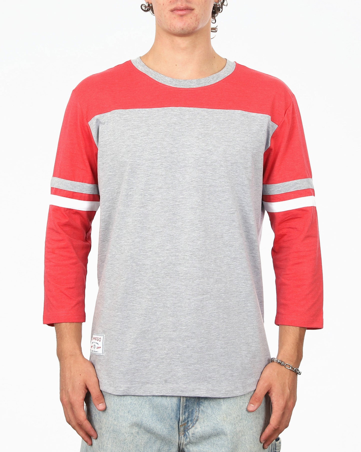 Contrast 3/4 Sleeve Stretch Casual Baseball Crew Neck T-Shirts-2