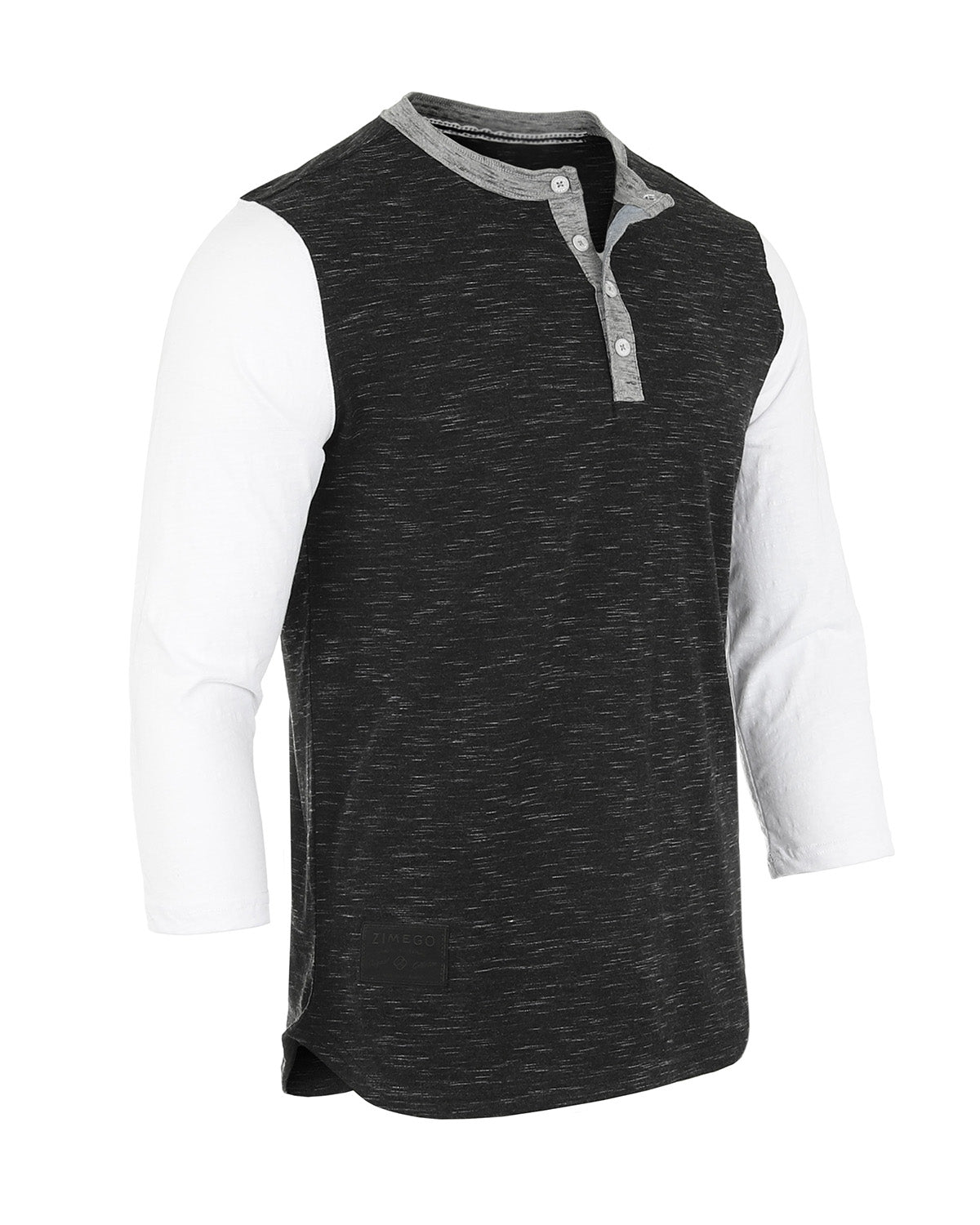 ZIMEGO Men's 3/4 Sleeve Black & White Baseball Henley – Casual Athletic Button Crewneck Shirts-3
