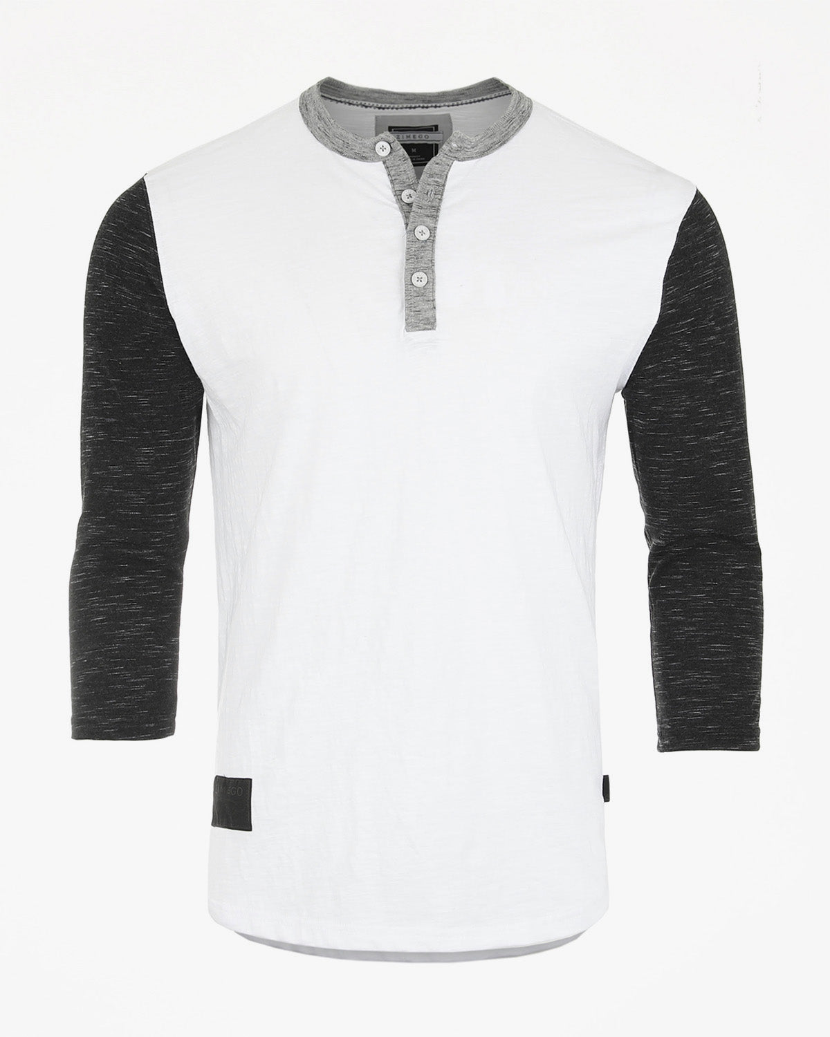 ZIMEGO Men's 3/4 Sleeve Black & White Baseball Henley – Casual Athletic Button Crewneck Shirts-1
