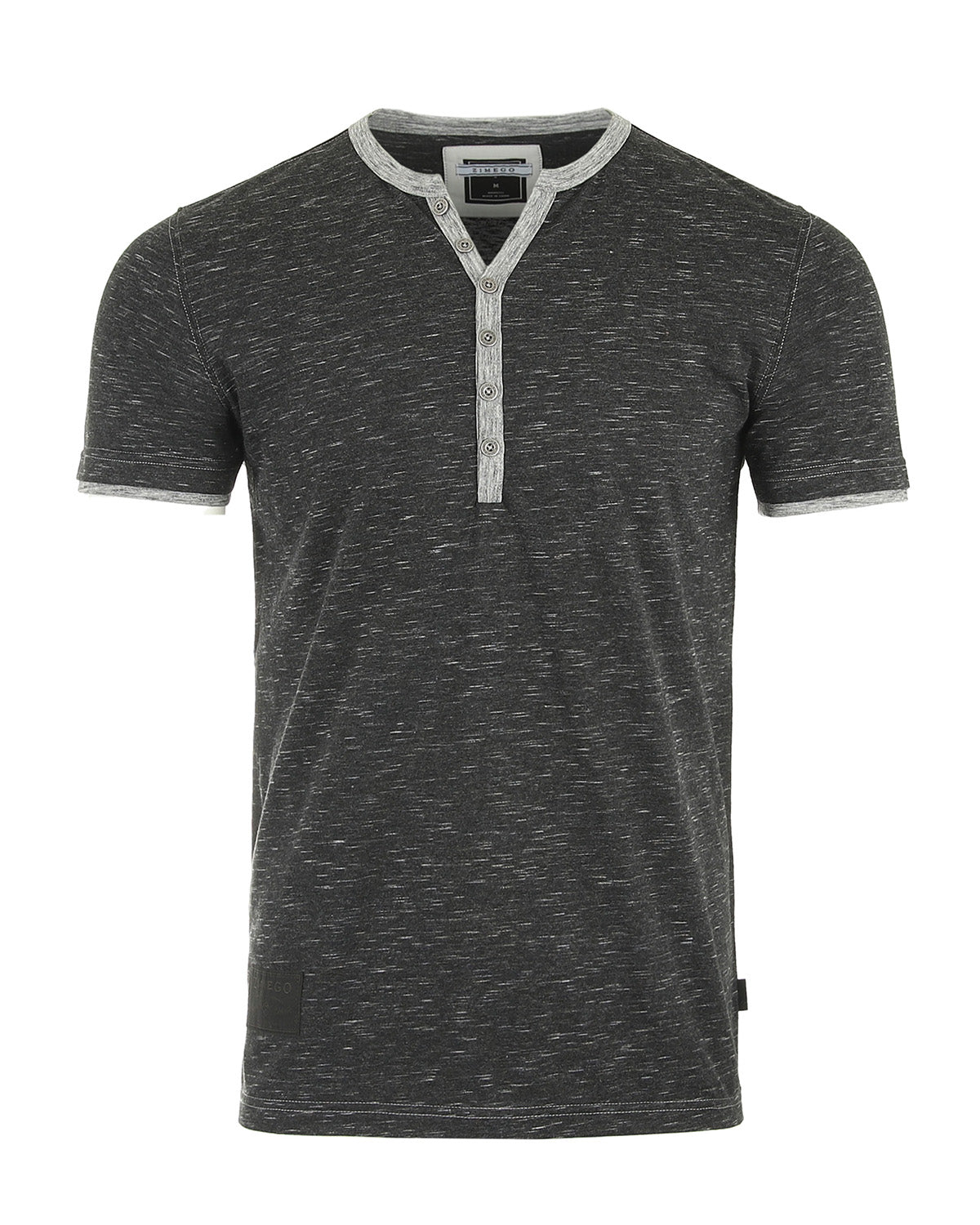 Short Sleeve Y Neck Henley Button T-Shirts-5