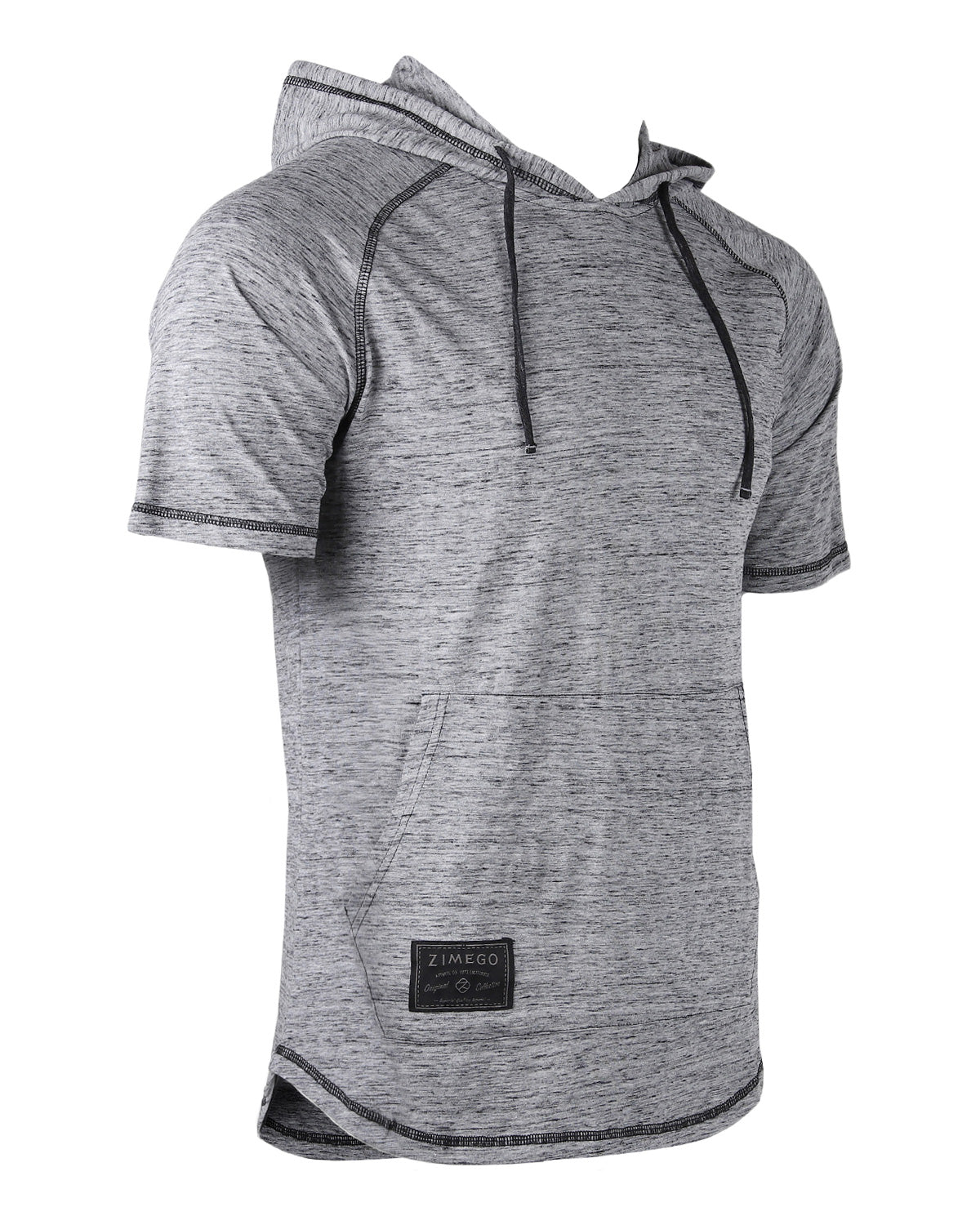 ZIMEGO Men's Short Sleeve Color Block Raglan Hoodie With Curved Hem-3