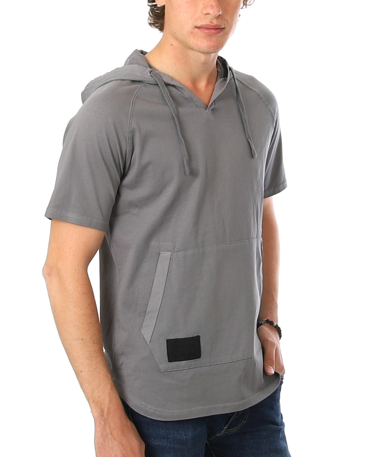 ZIMEGO Men's Pigment Dyed Short Sleeve Vintage Fashion Hoodie-1