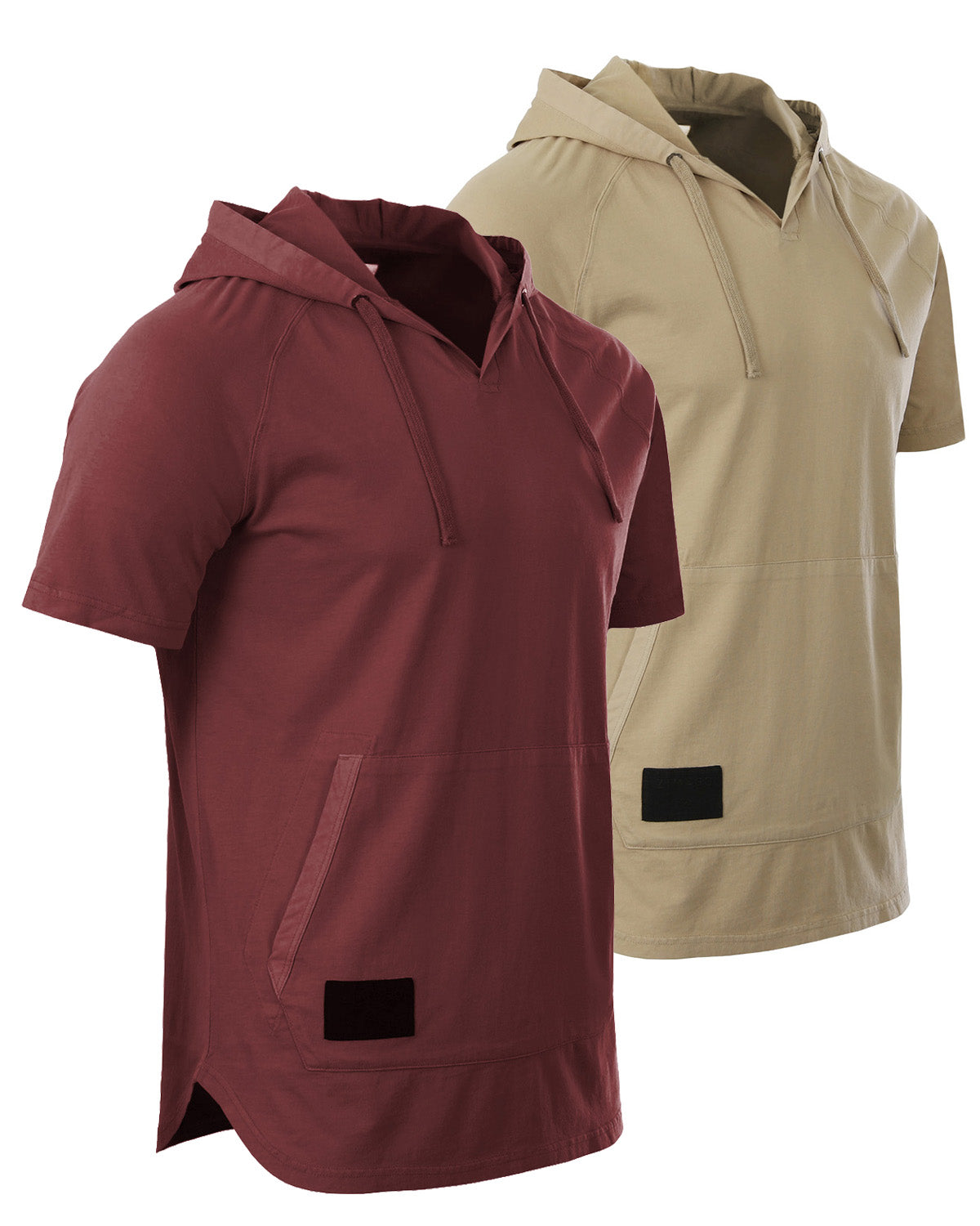 ZIMEGO Men's Pigment Dyed Short Sleeve Vintage Fashion Hoodie-1