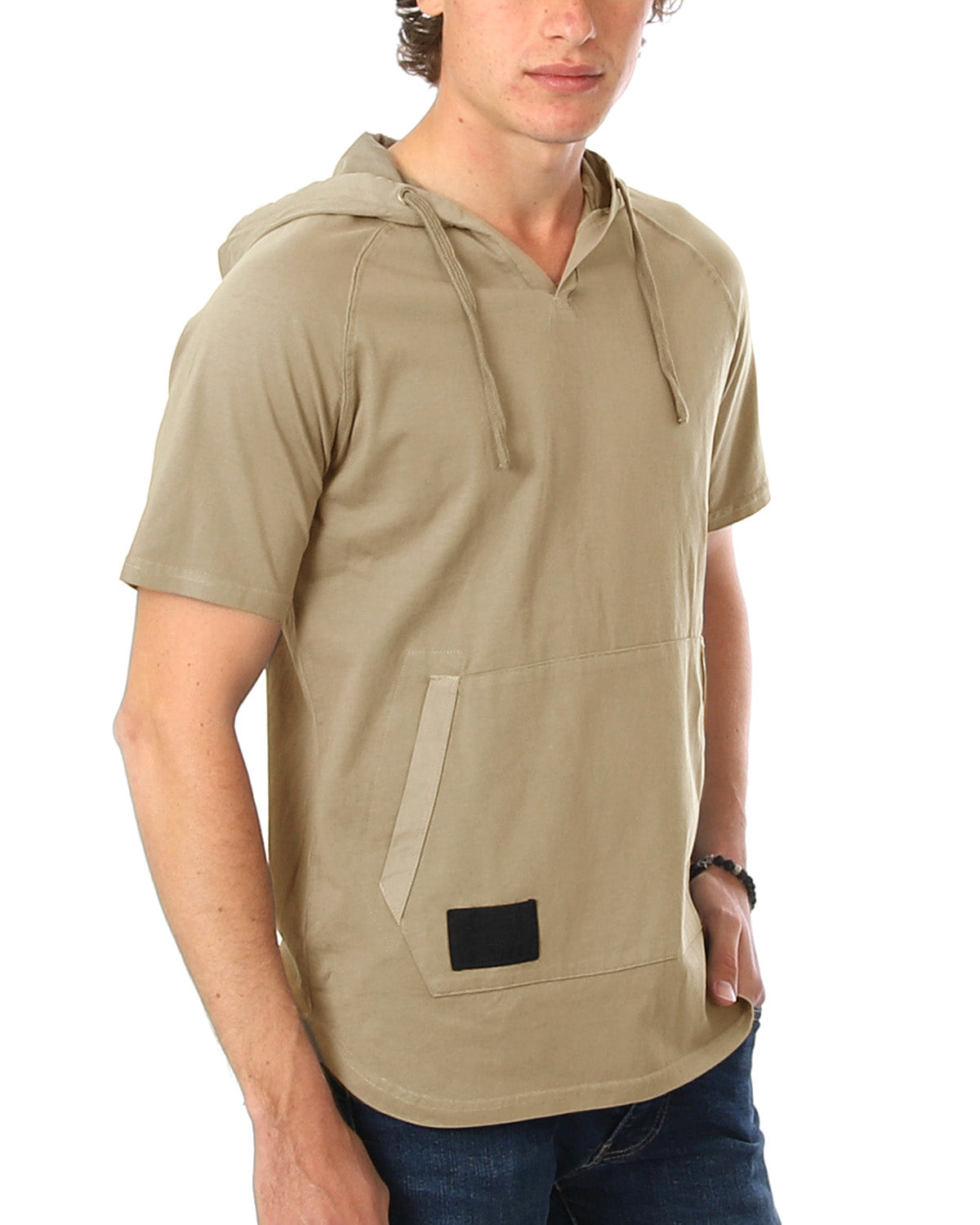 ZIMEGO Men's Pigment Dyed Short Sleeve Vintage Fashion Hoodie-4