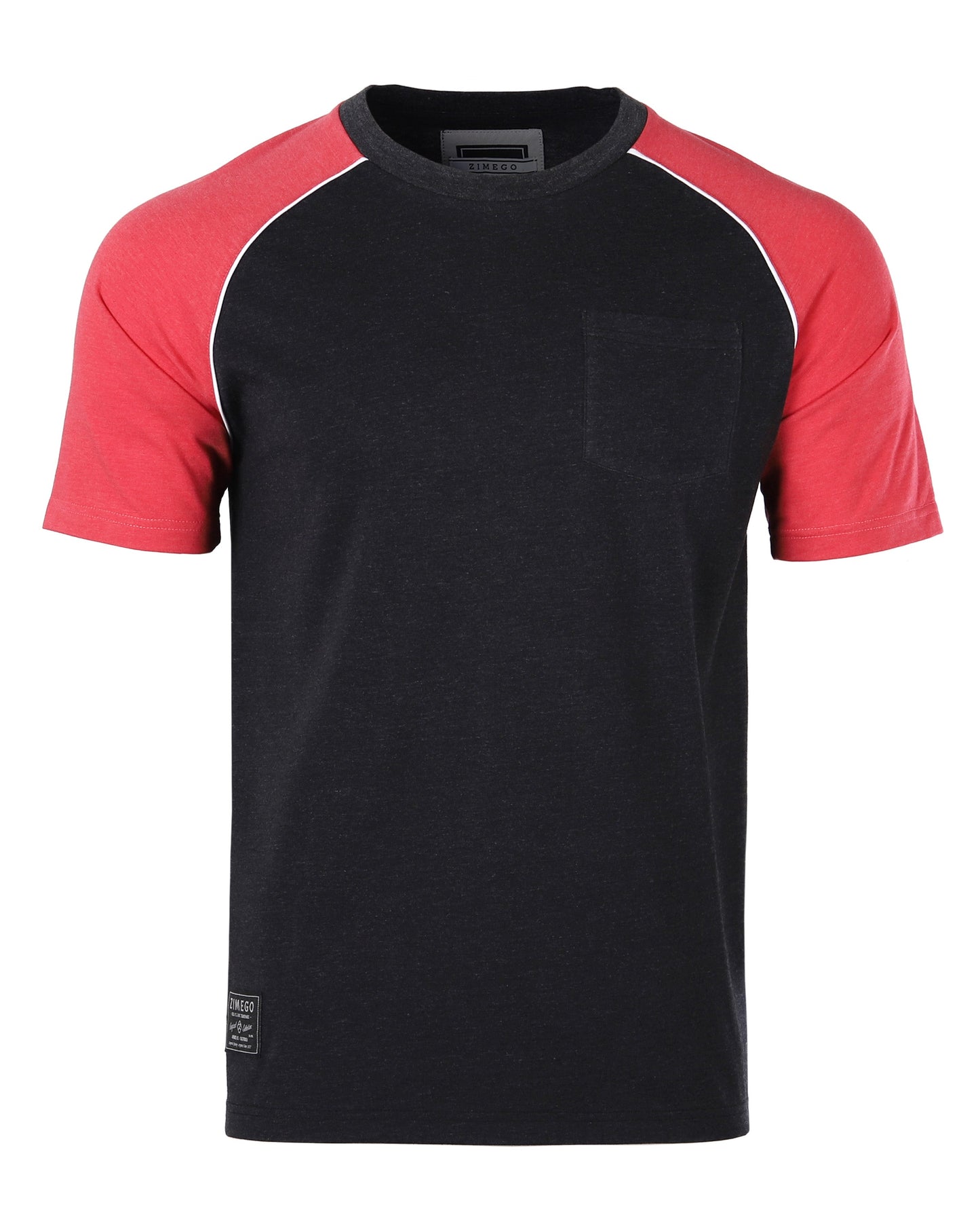 Mens Short Sleeve Raglan Tee - Color Block Retro Casual T-Shirt-1
